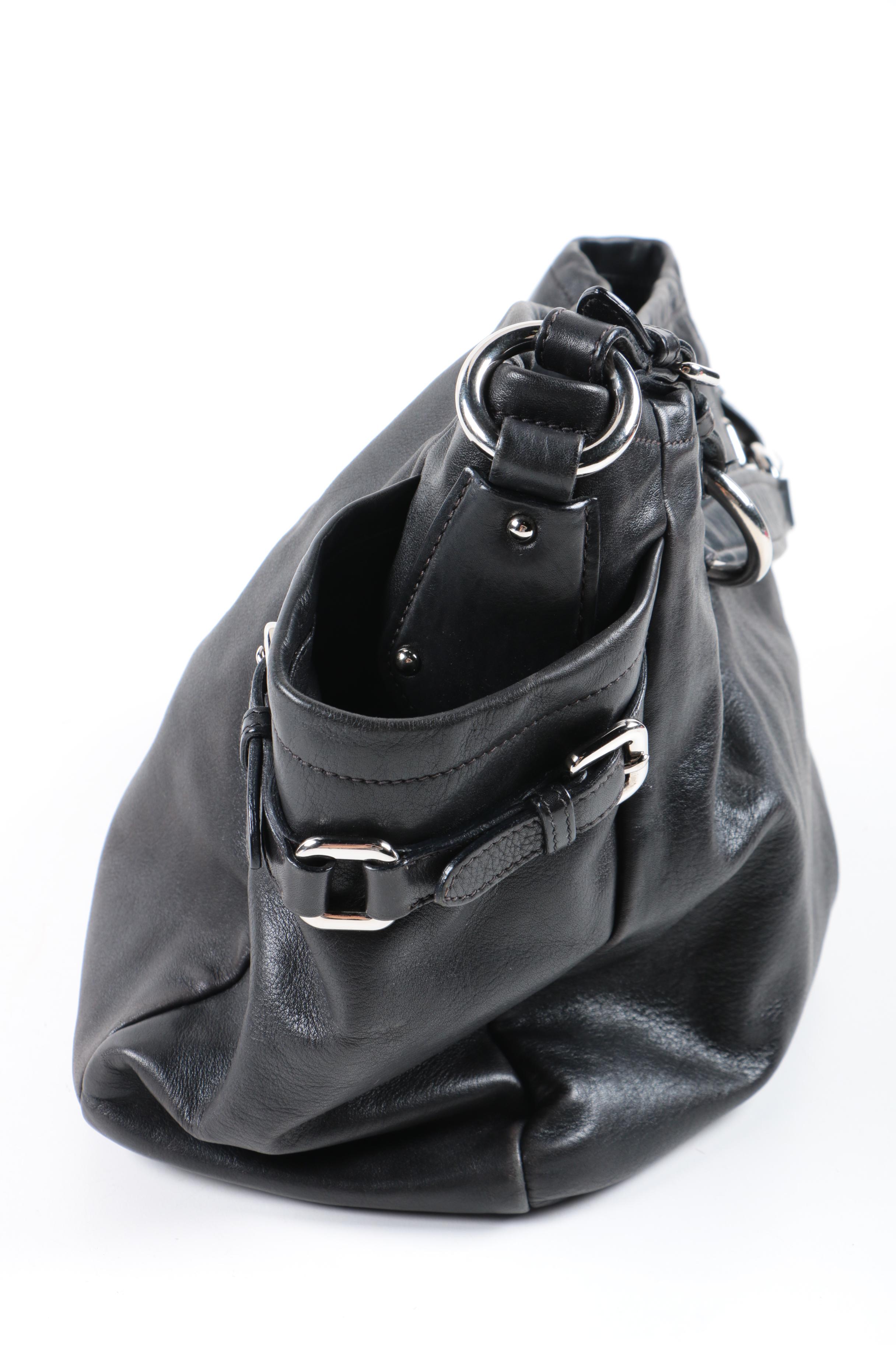 Black Leather Prada Handbag