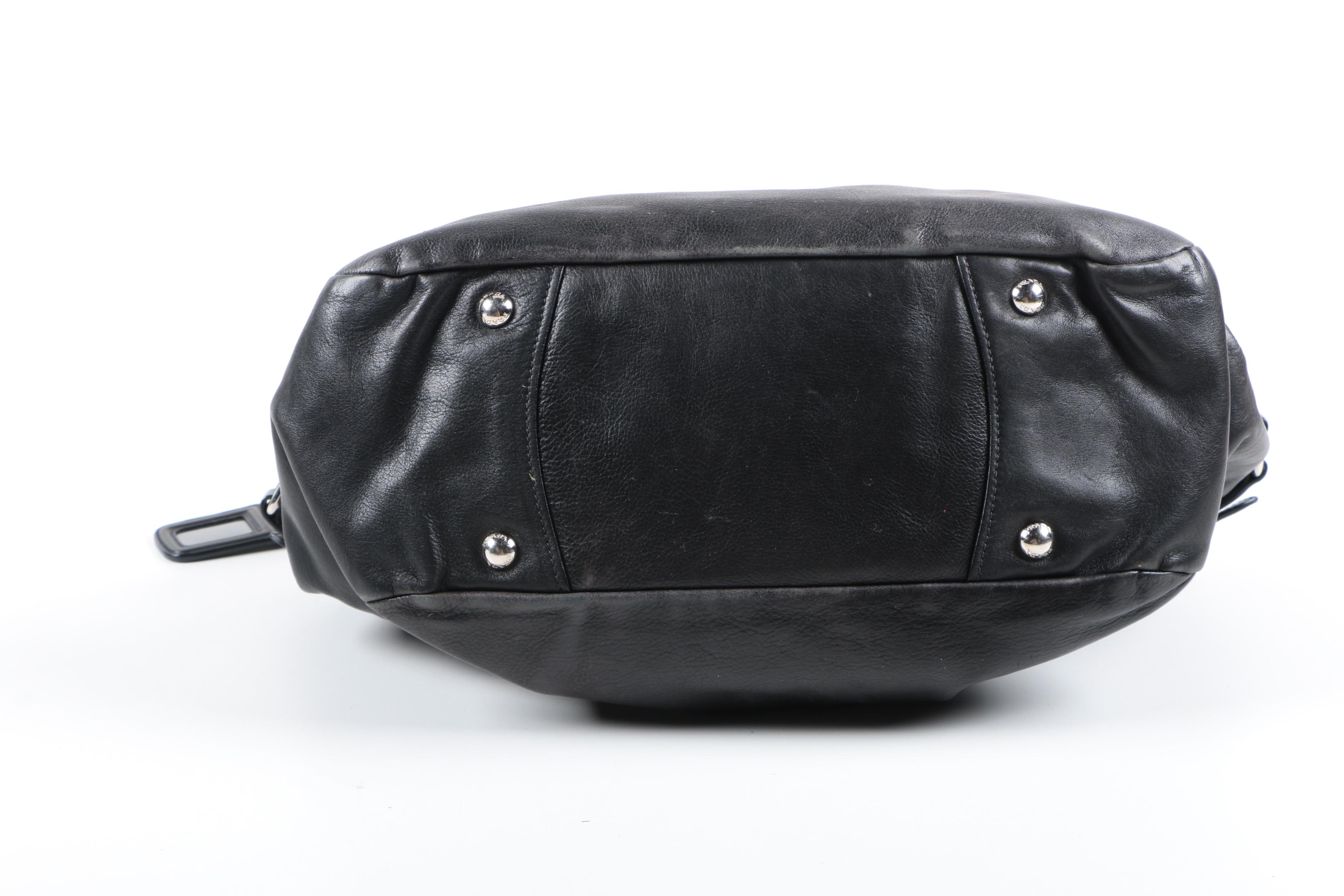 Black Leather Prada Handbag