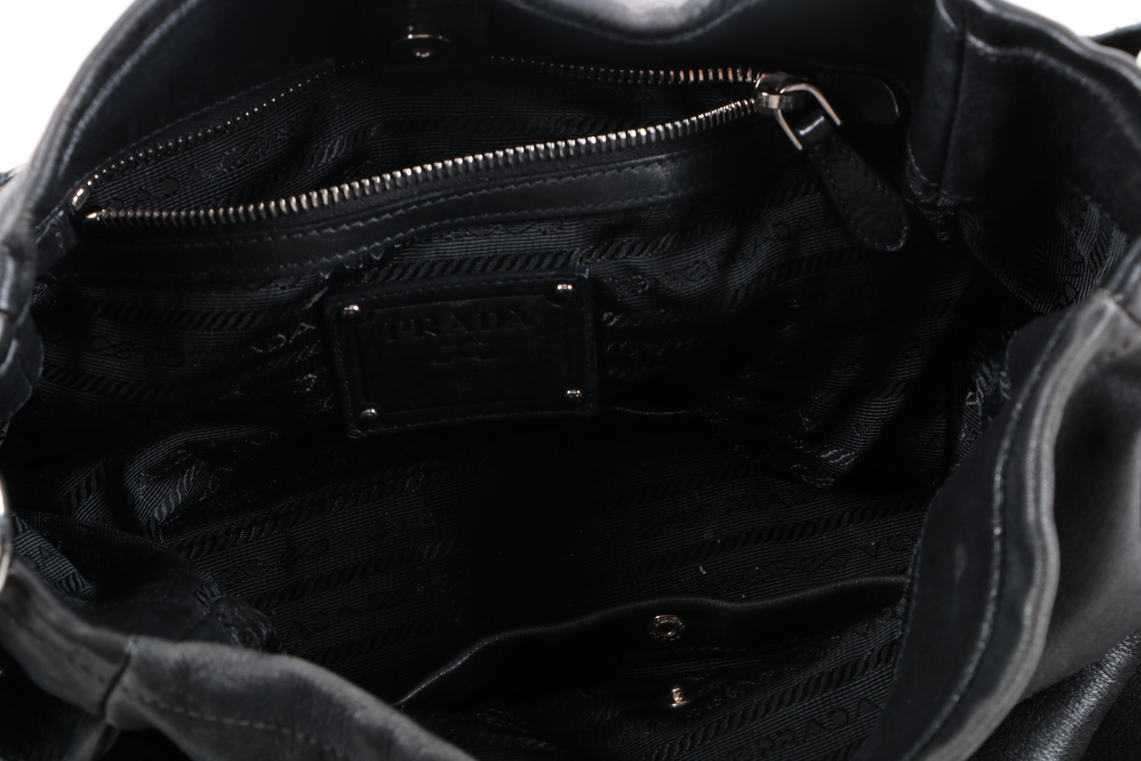 Black Leather Prada Handbag