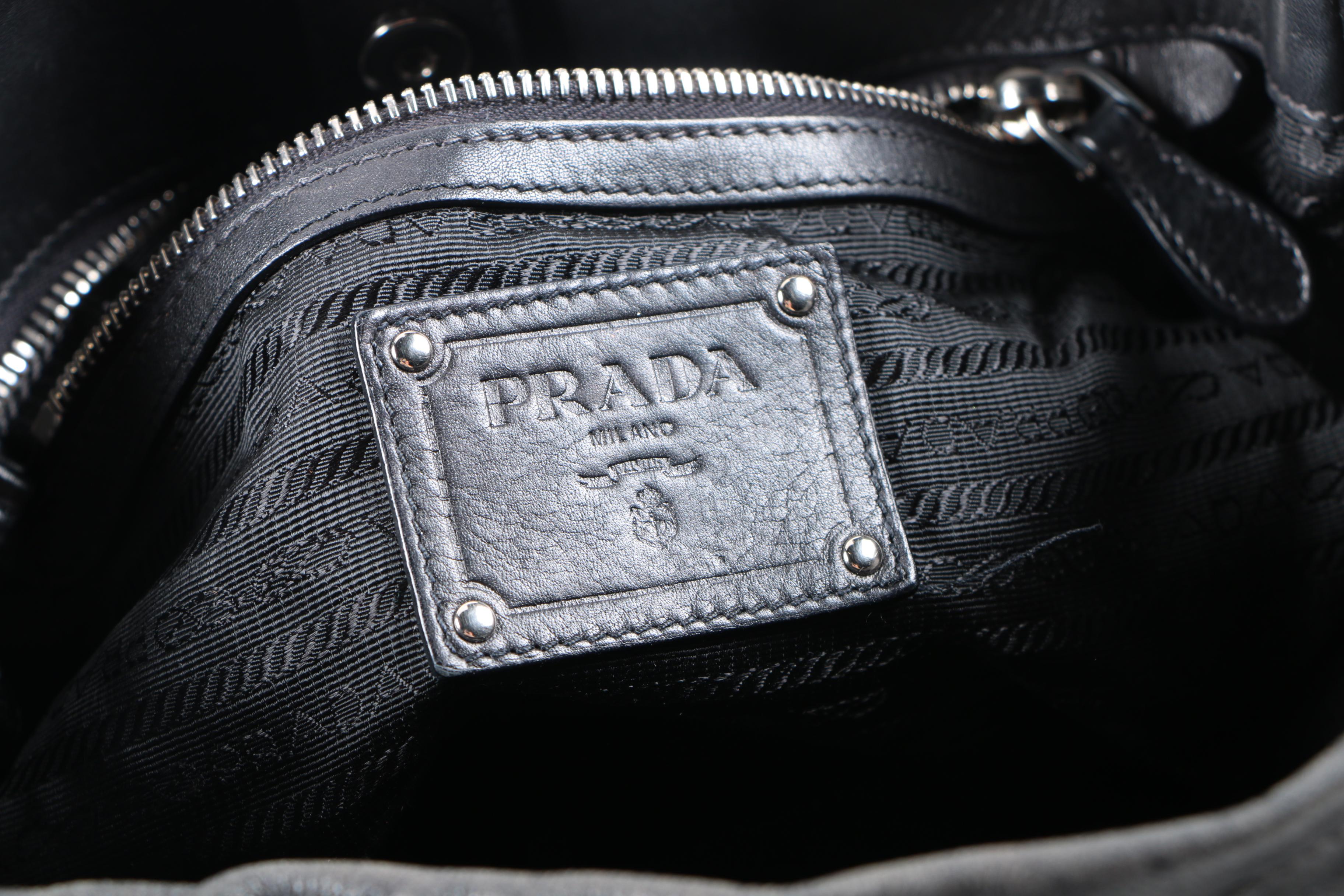 Black Leather Prada Handbag