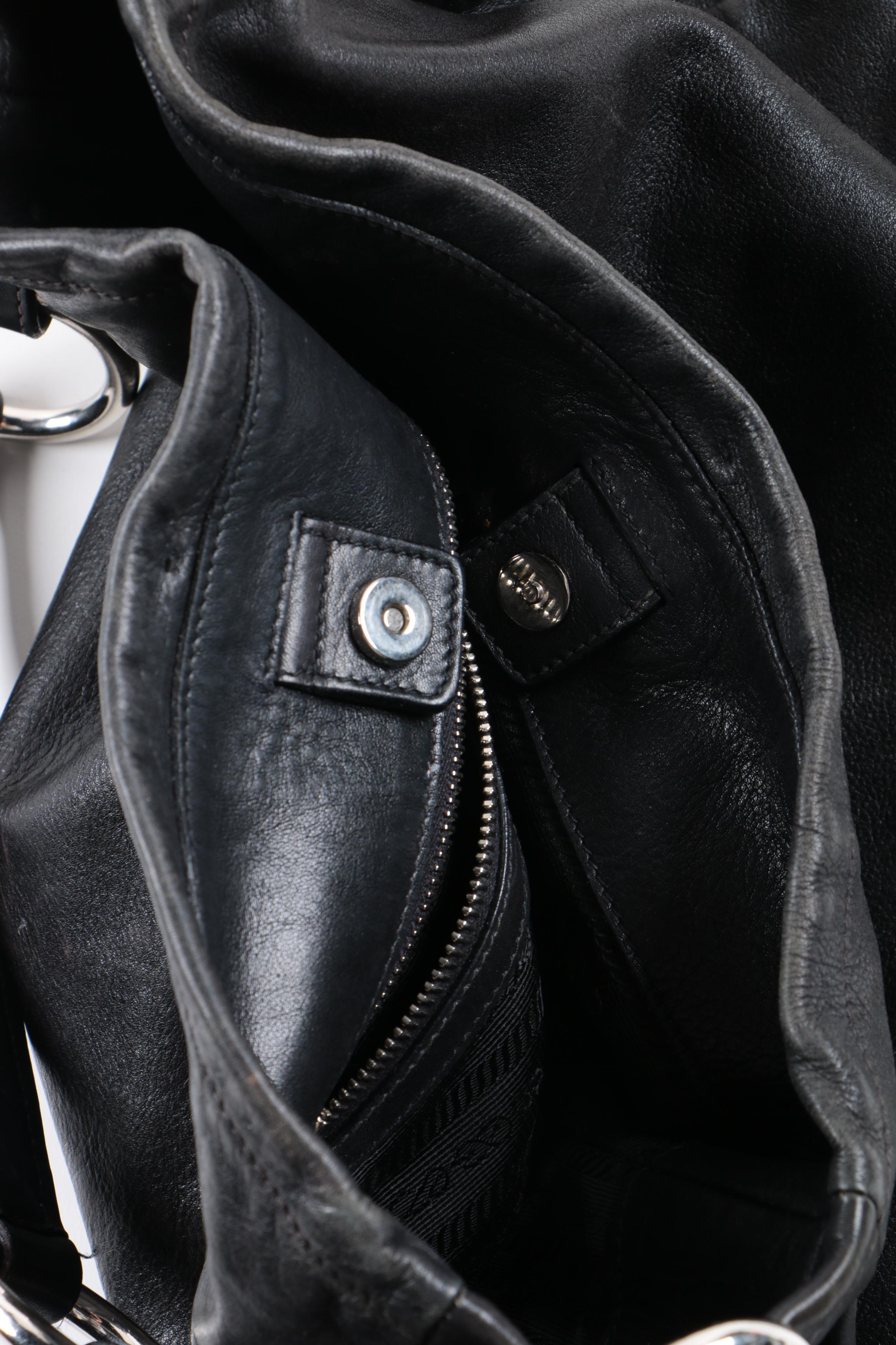 Black Leather Prada Handbag