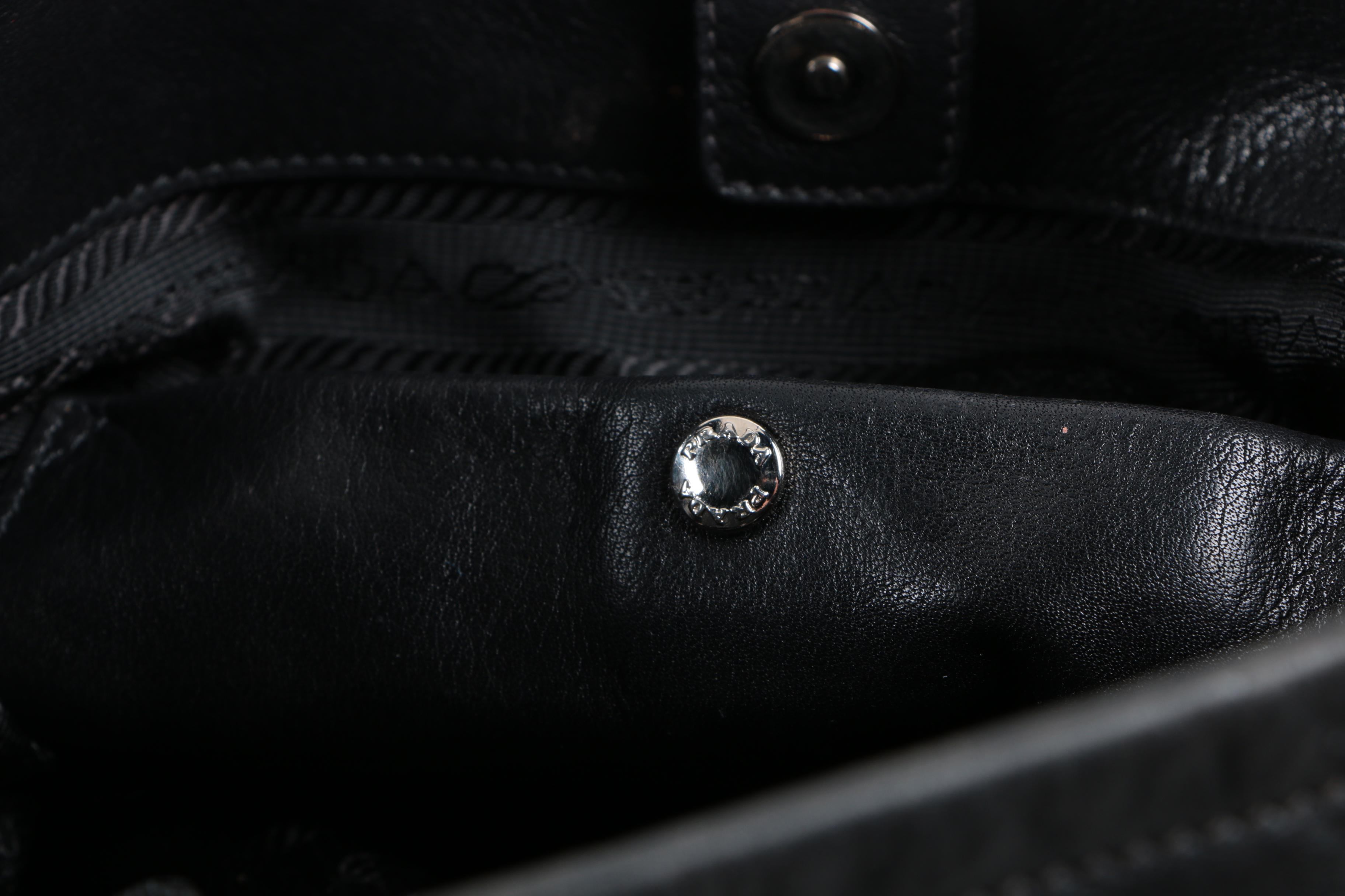 Black Leather Prada Handbag