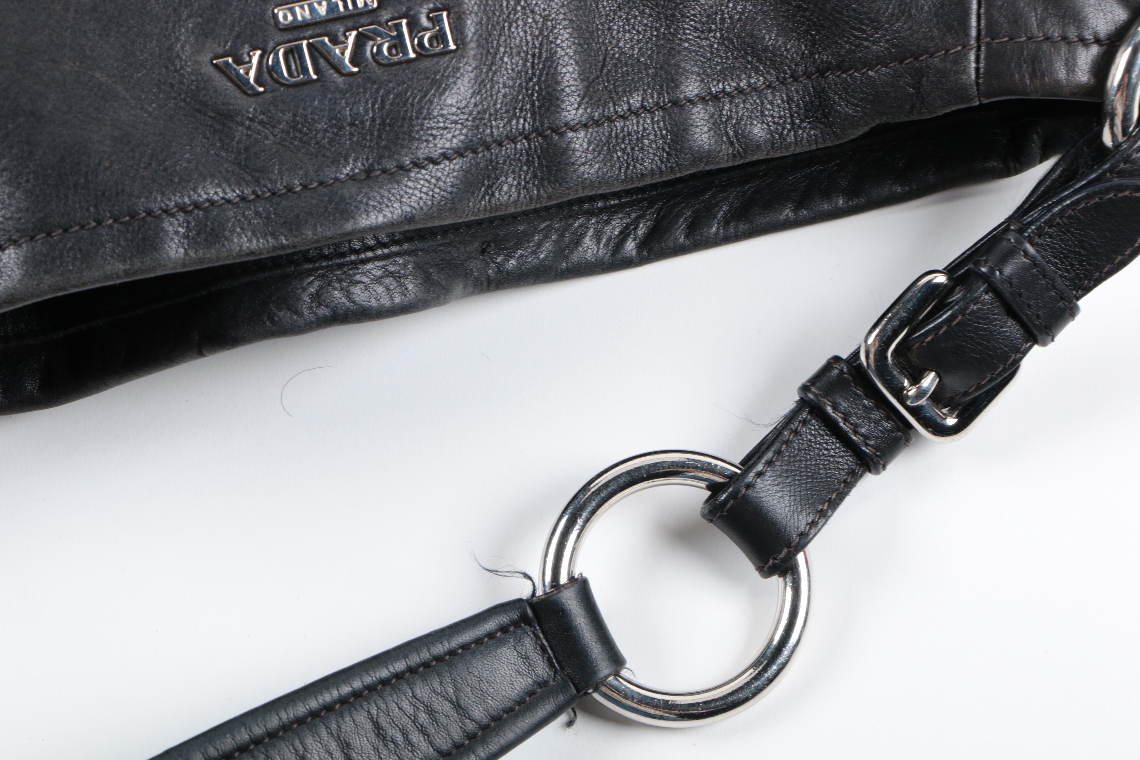 Black Leather Prada Handbag