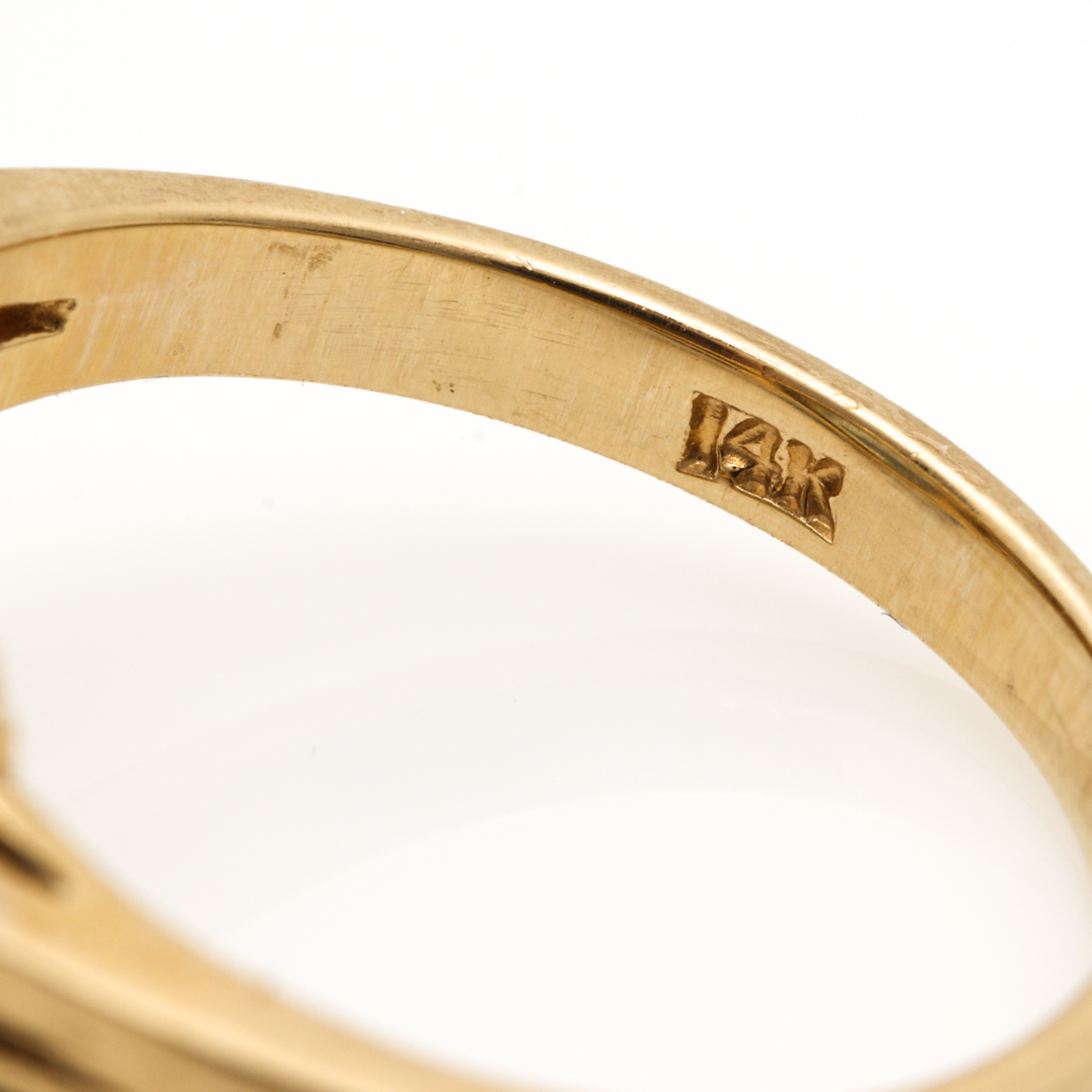 14K Yellow Gold Blue Topaz and Diamond Ring