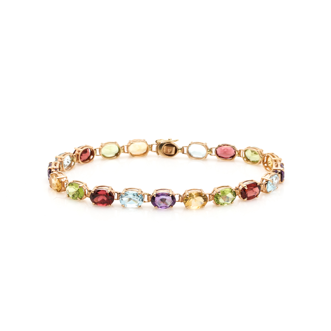 14K Yellow Gold Gemstone Bracelet
