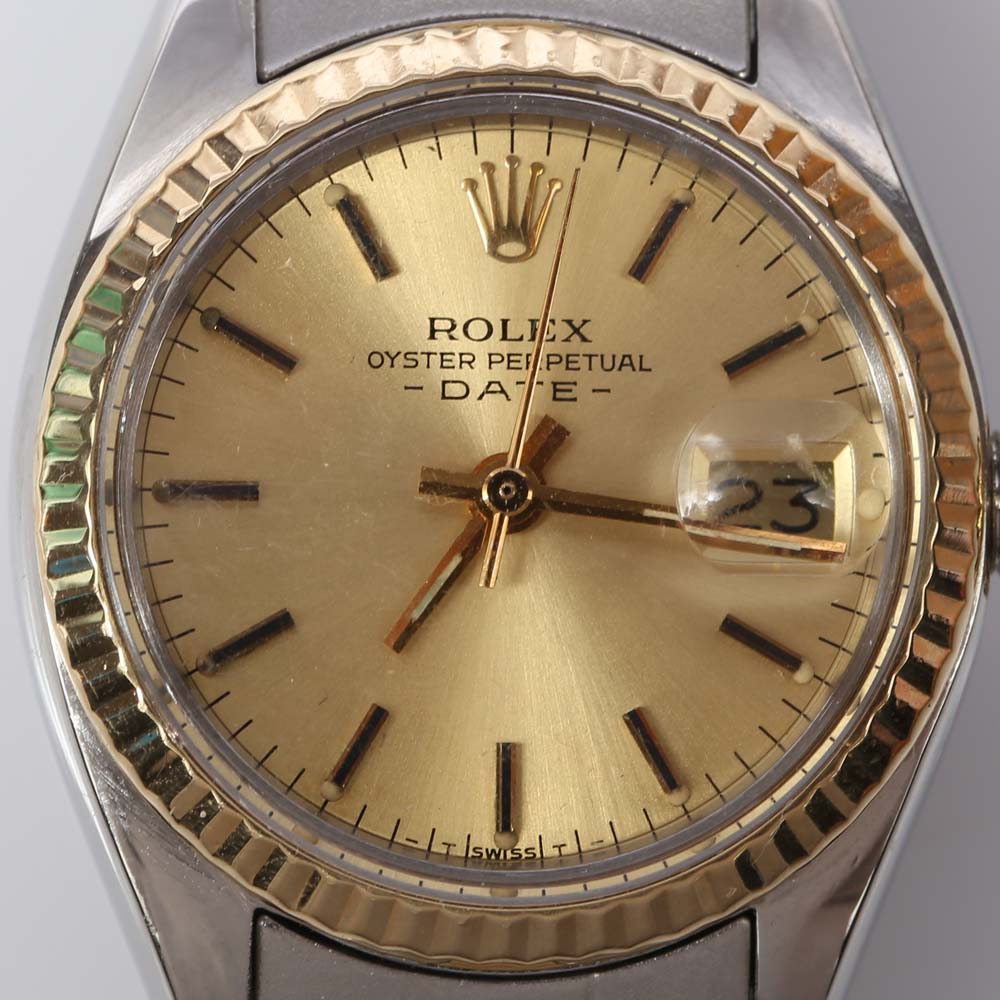 Rolex Oyster Perpetual Date 14K Yellow Gold and Stainless Steel Watch