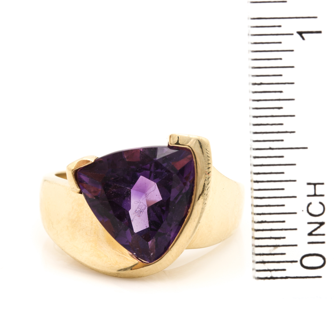 14K Yellow Gold Amethyst Ring