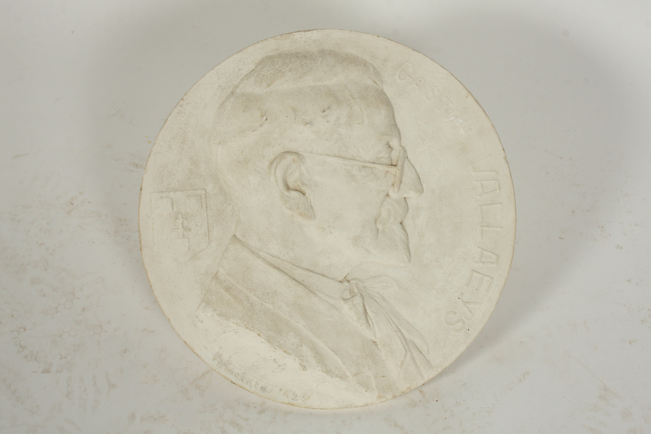 Gaston Vallaeys Plaster Cast Medallic Plaque Dated 1942
