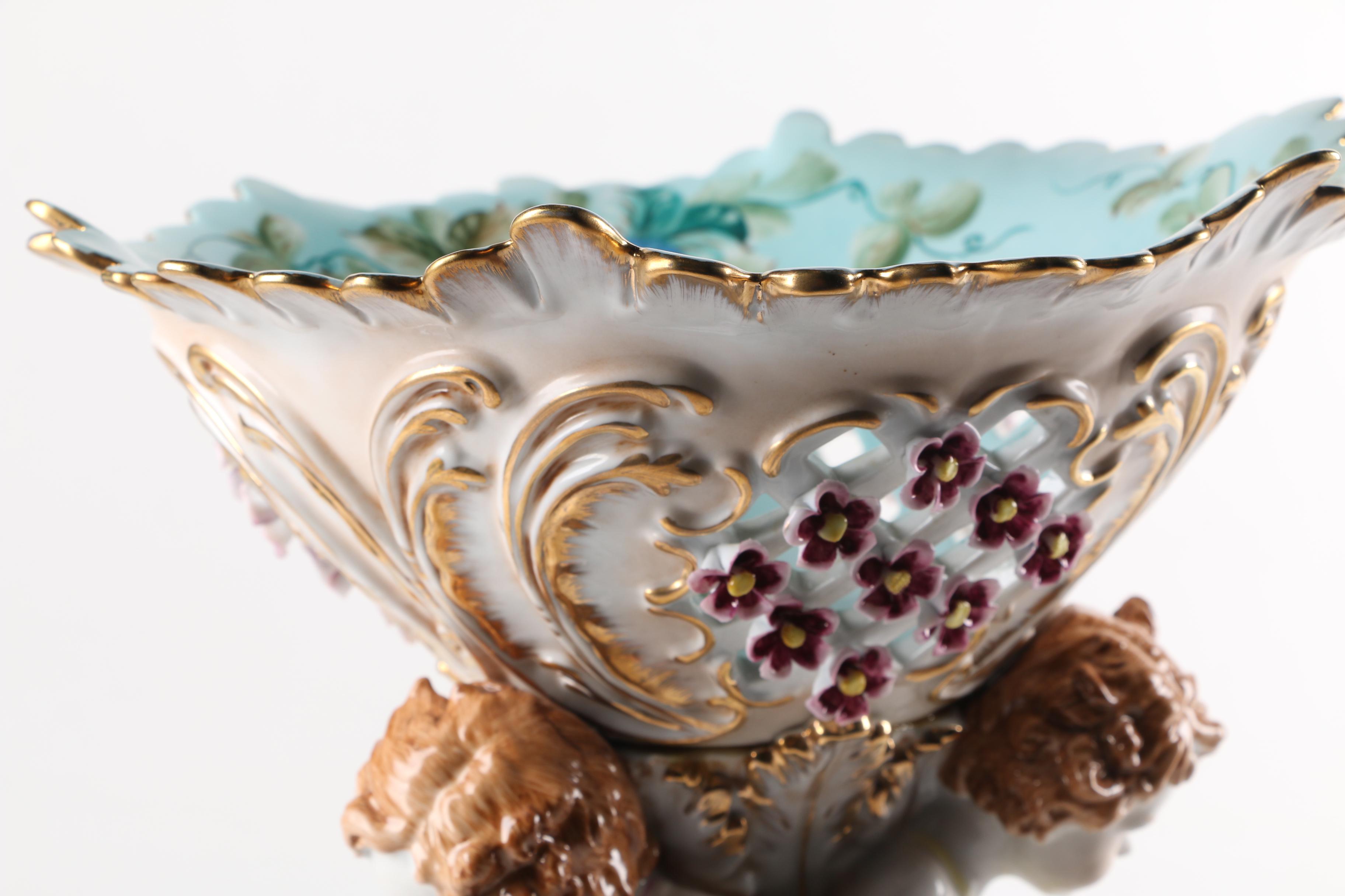 Antique Richard Klemm Dresden Porcelain Cherub Centerpiece Bowl