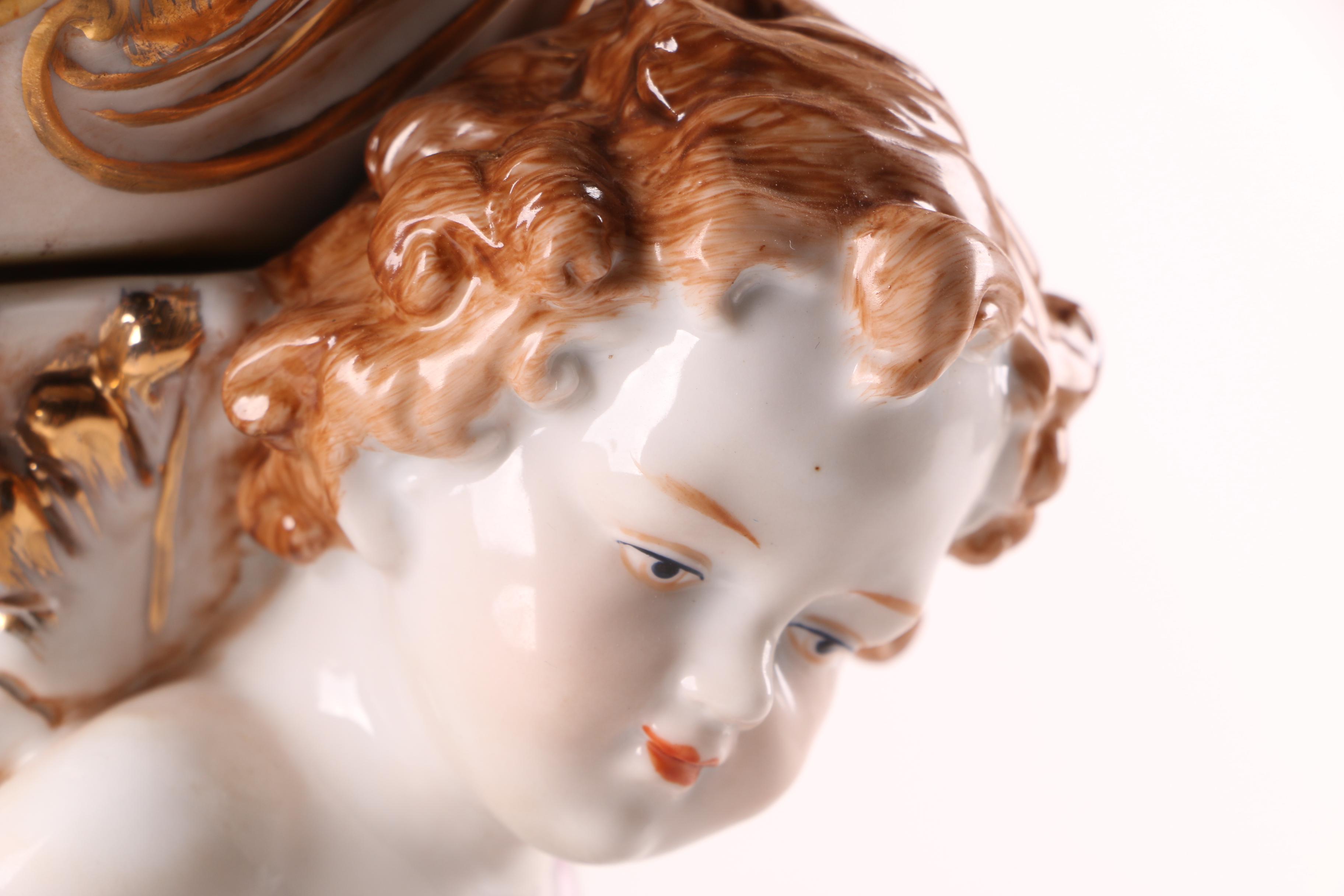 Antique Richard Klemm Dresden Porcelain Cherub Centerpiece Bowl