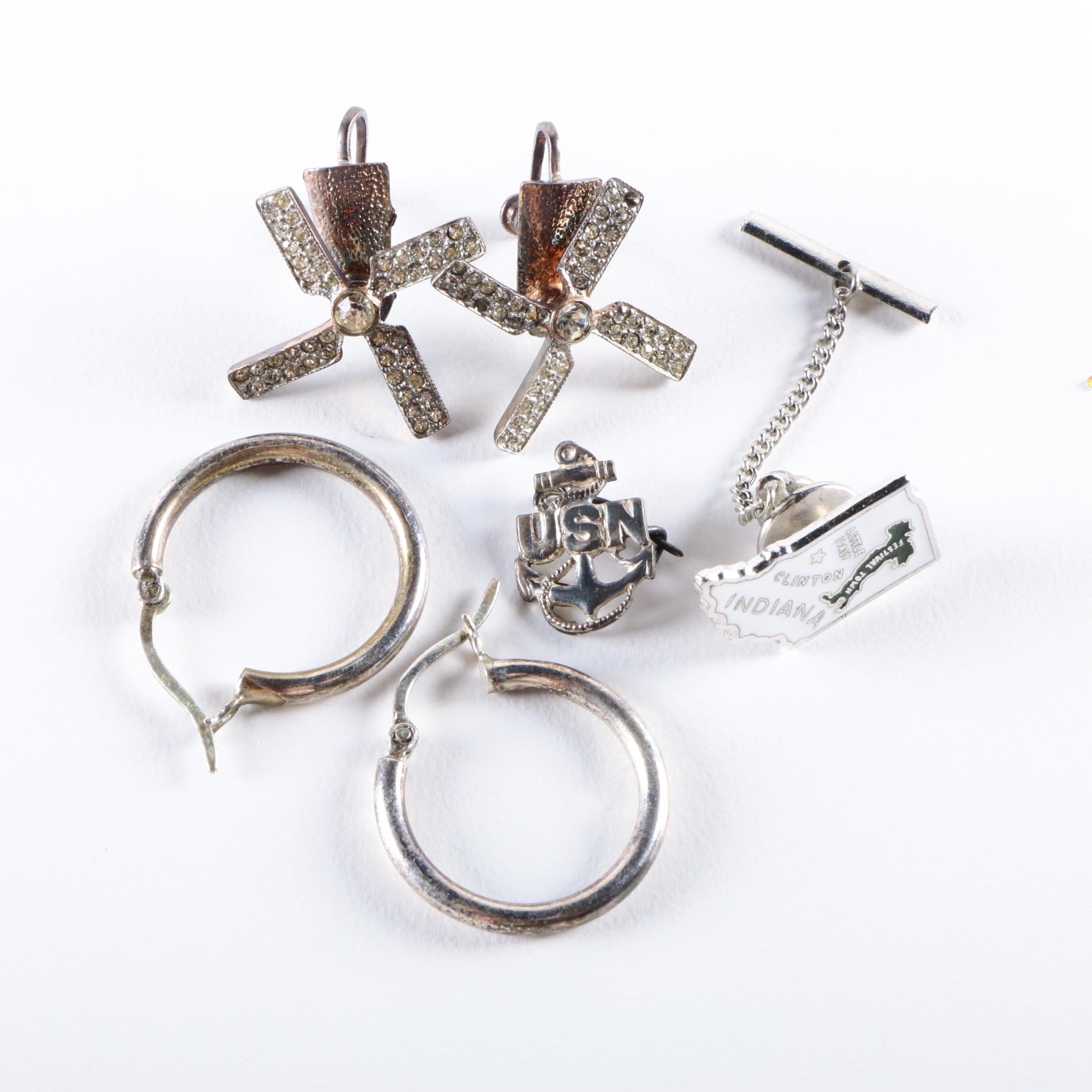 Vintage Taxco Sterling Silver Abalone Money Clip with Assorted Sterling Jewelry