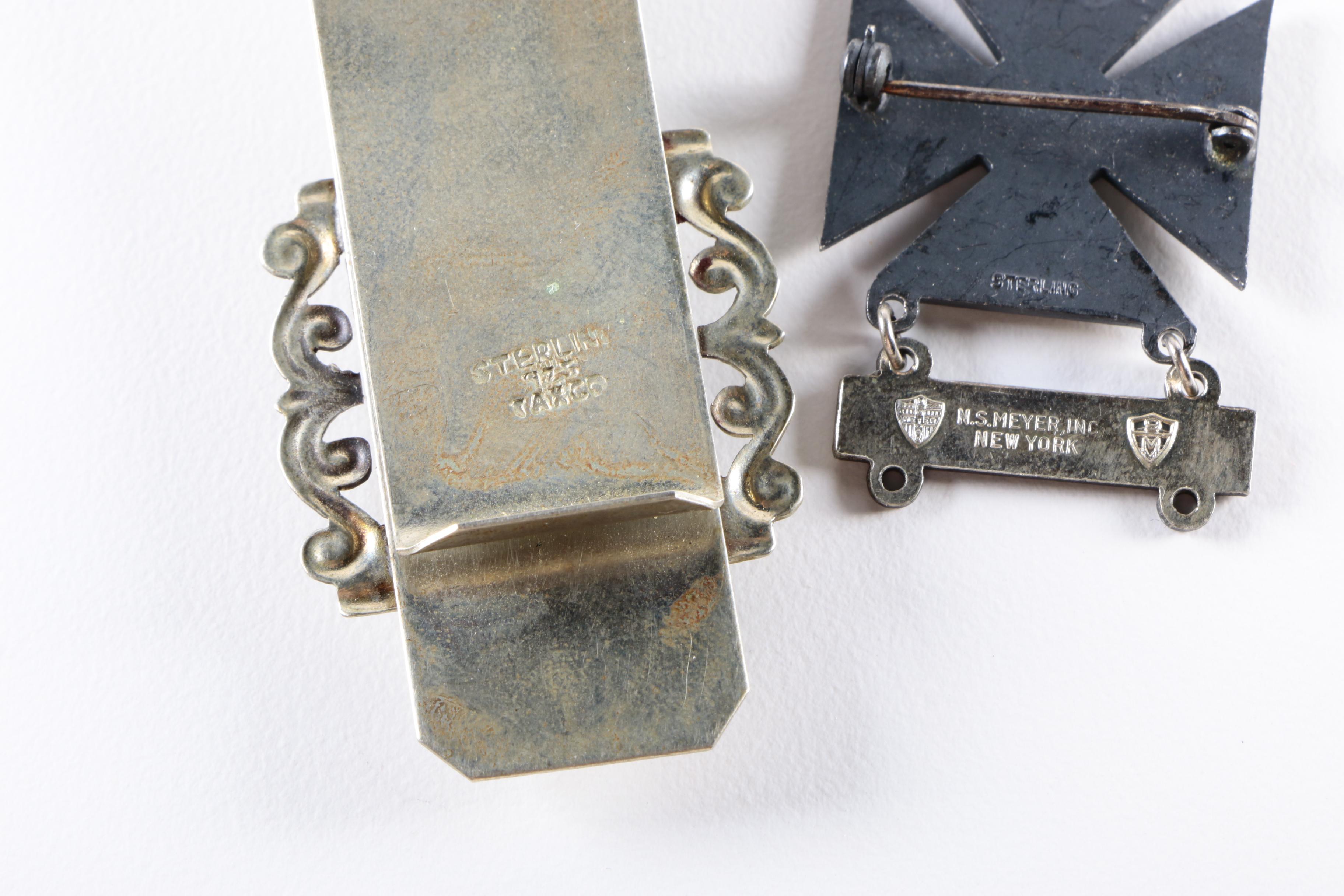 Vintage Taxco Sterling Silver Abalone Money Clip with Assorted Sterling Jewelry