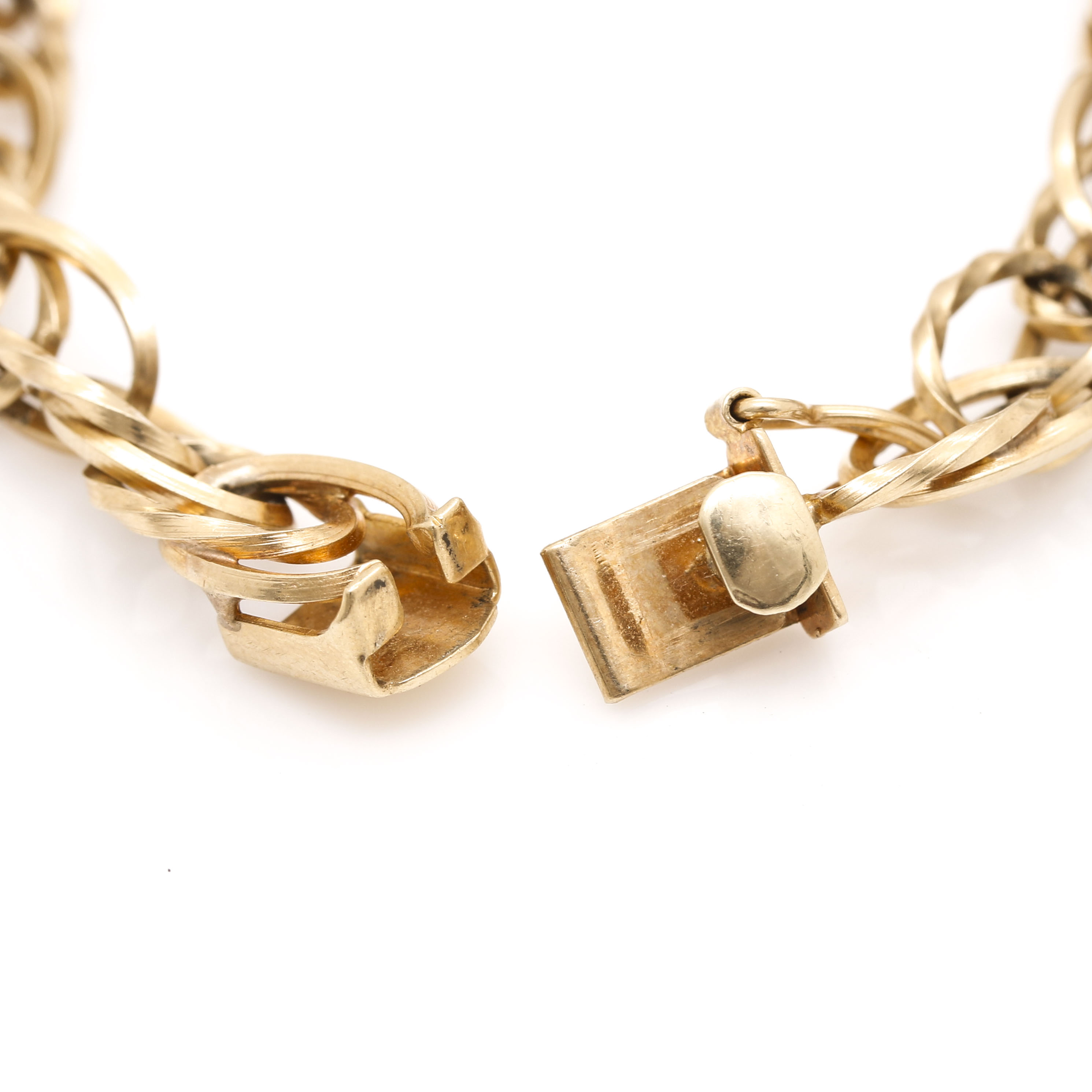 14K Yellow Gold Charm Bracelet With Cultured Pearl, Rubies and Sapphires