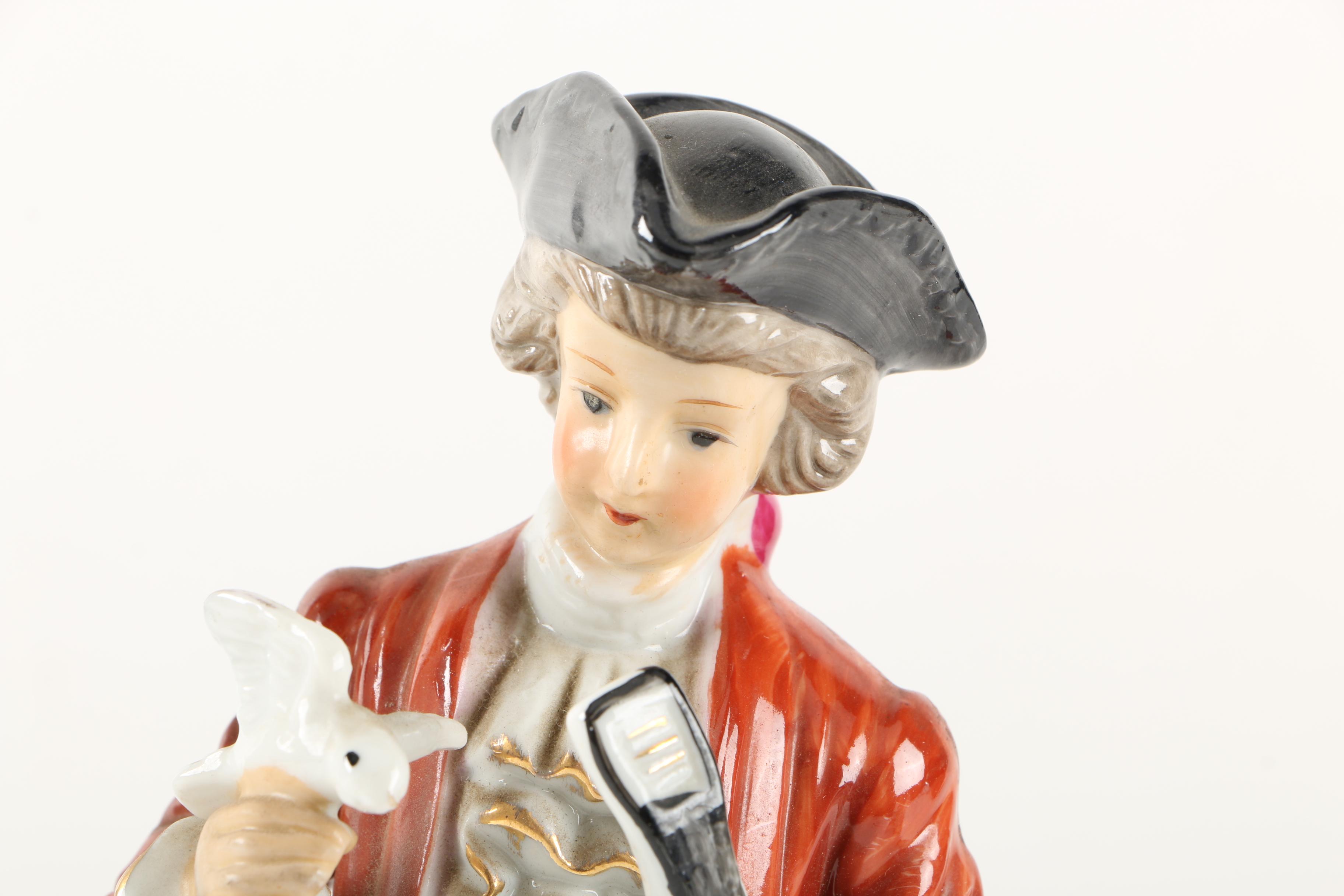 Vintage Colonial Inspired Ceramic Figurines Including Ucagco