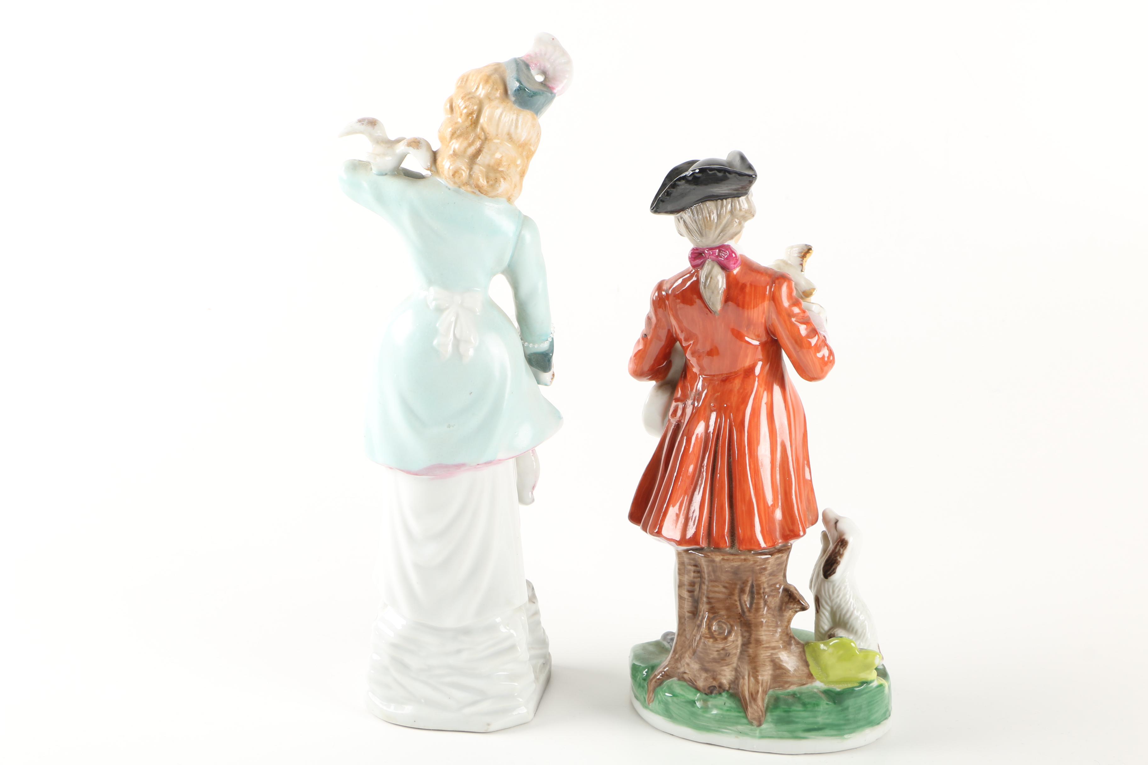 Vintage Colonial Inspired Ceramic Figurines Including Ucagco