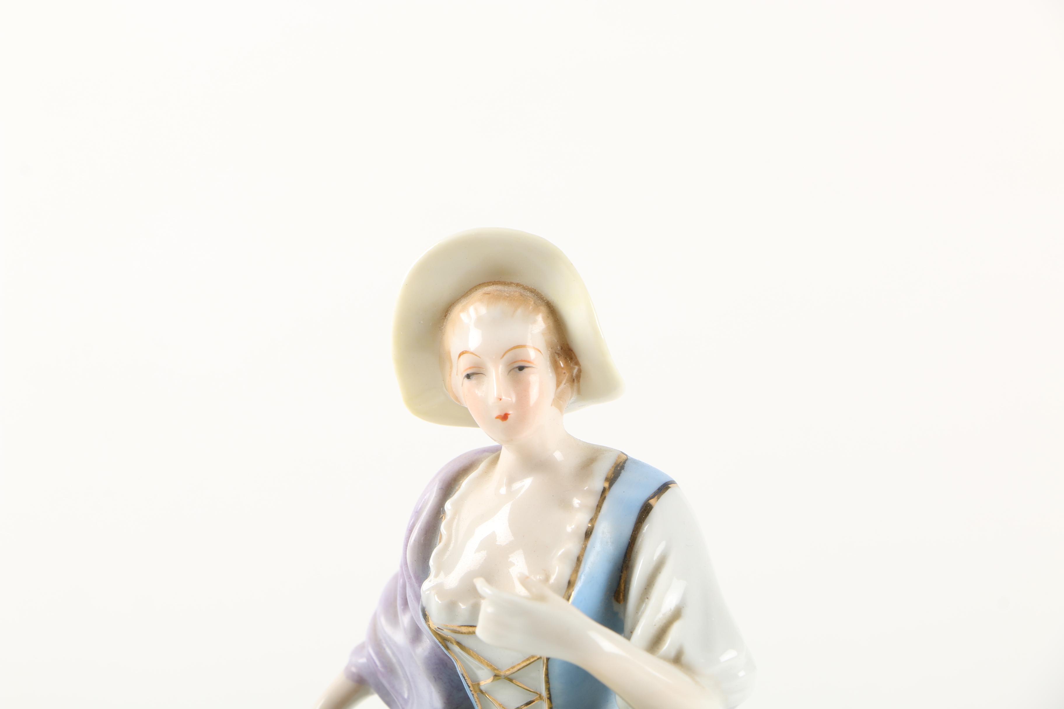 Vintage Colonial Inspired Ceramic Figurines Including Ucagco