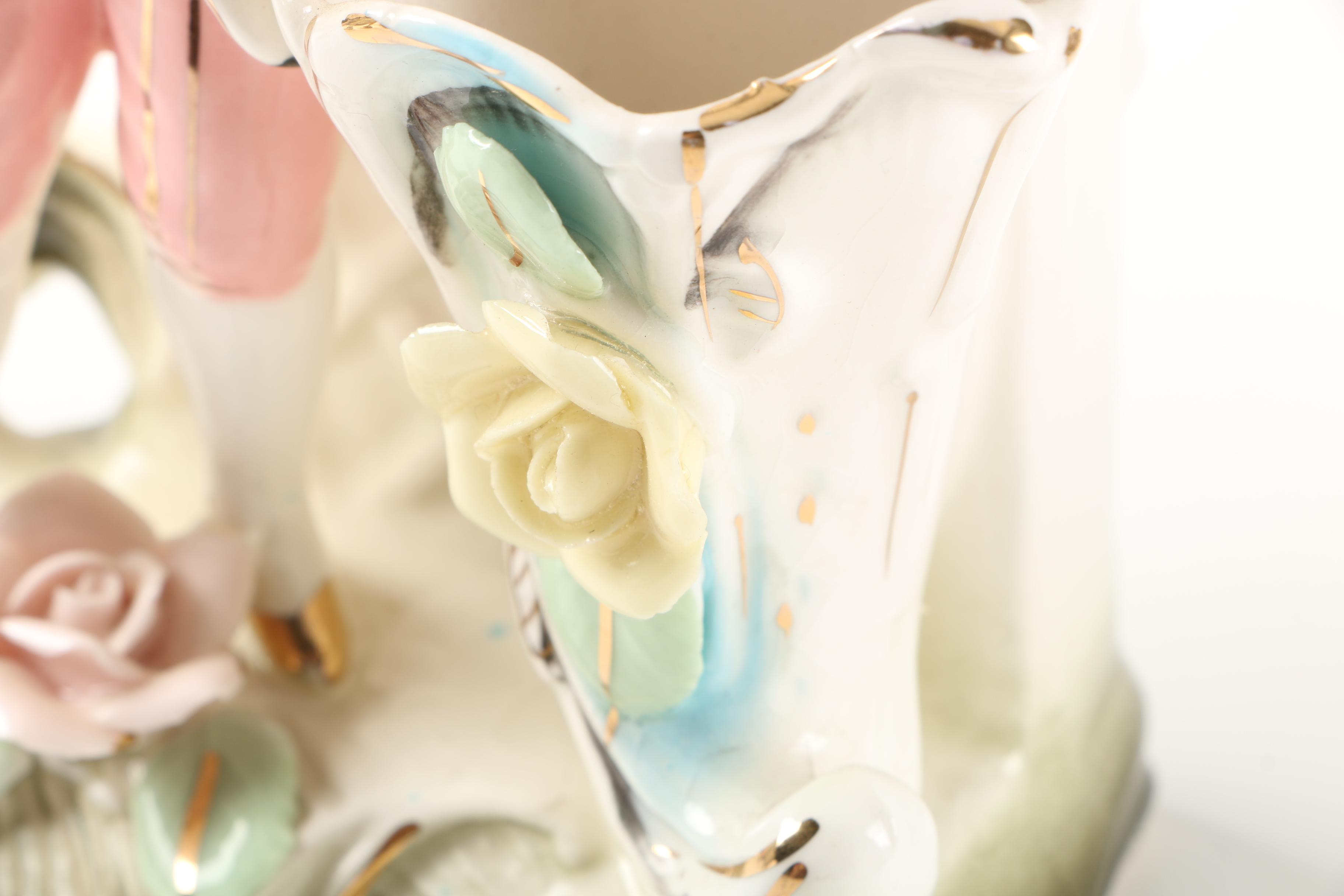 Vintage Colonial Inspired Ceramic Figurines Including Ucagco