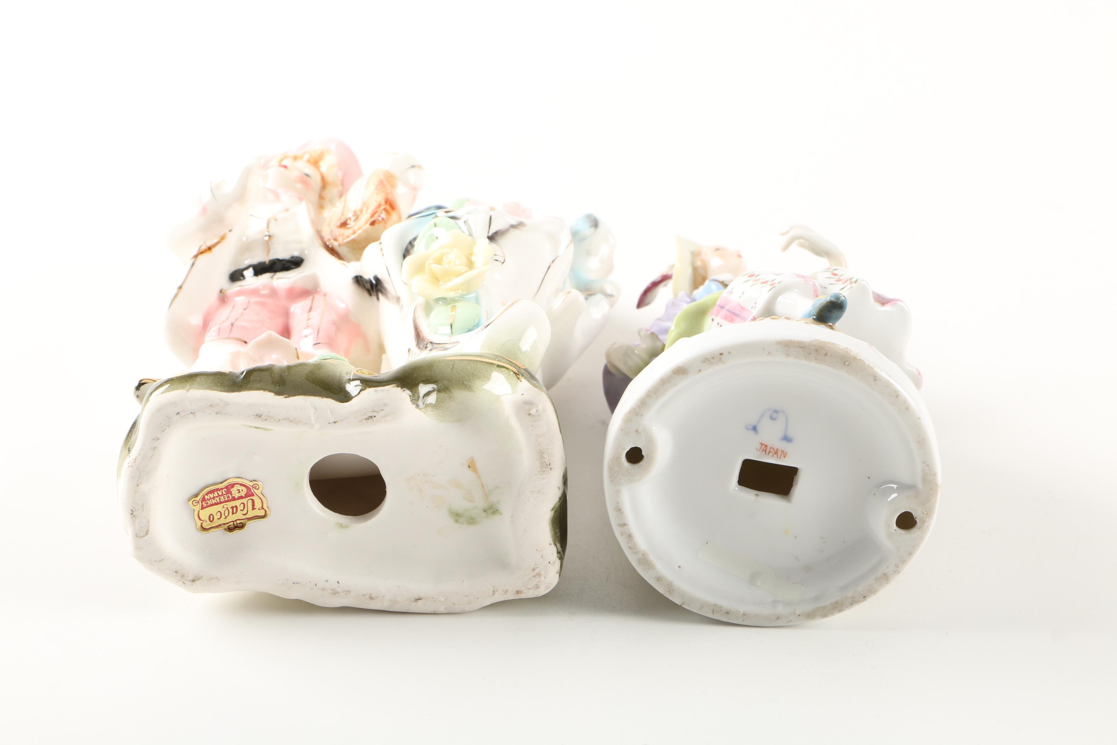Vintage Colonial Inspired Ceramic Figurines Including Ucagco