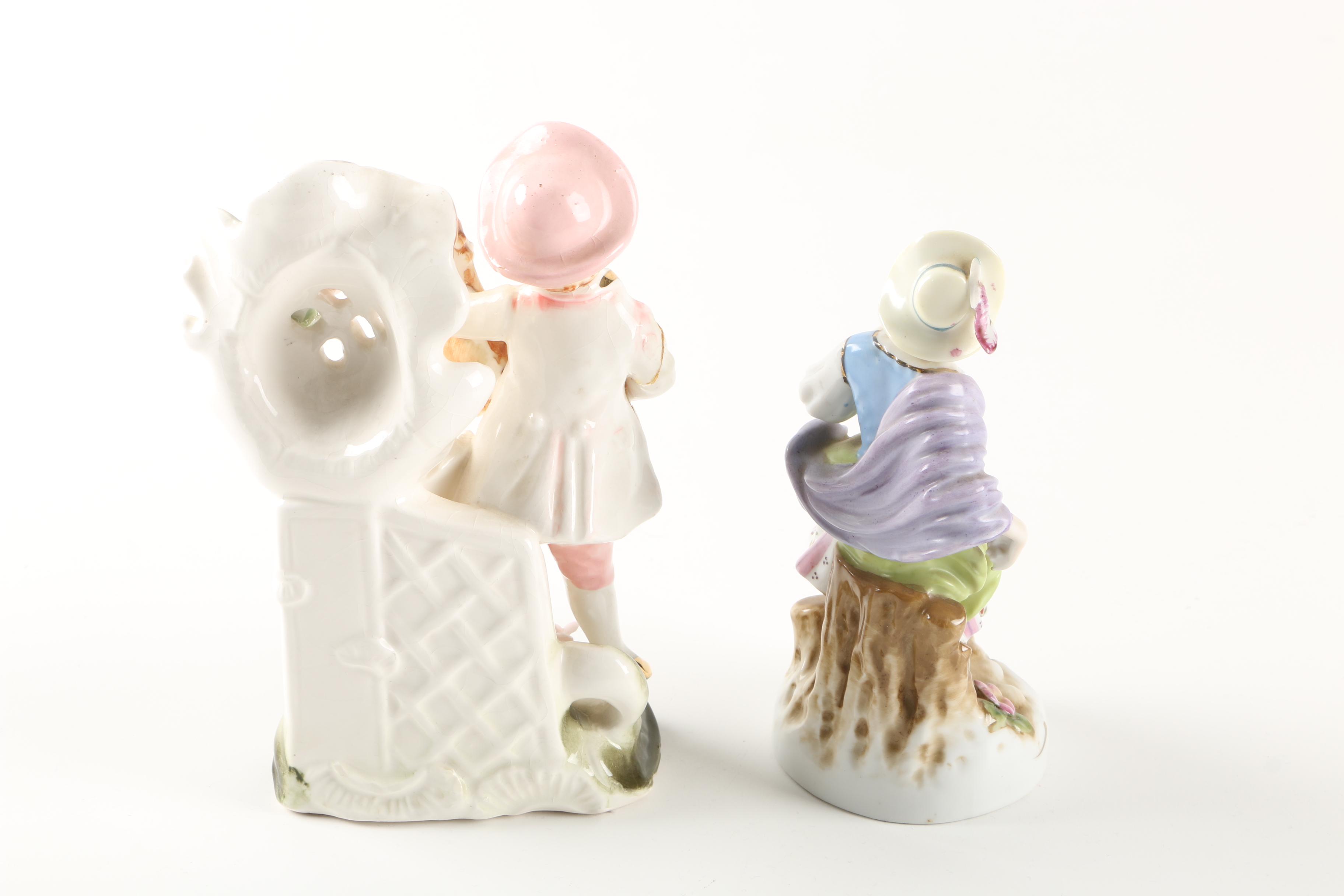 Vintage Colonial Inspired Ceramic Figurines Including Ucagco
