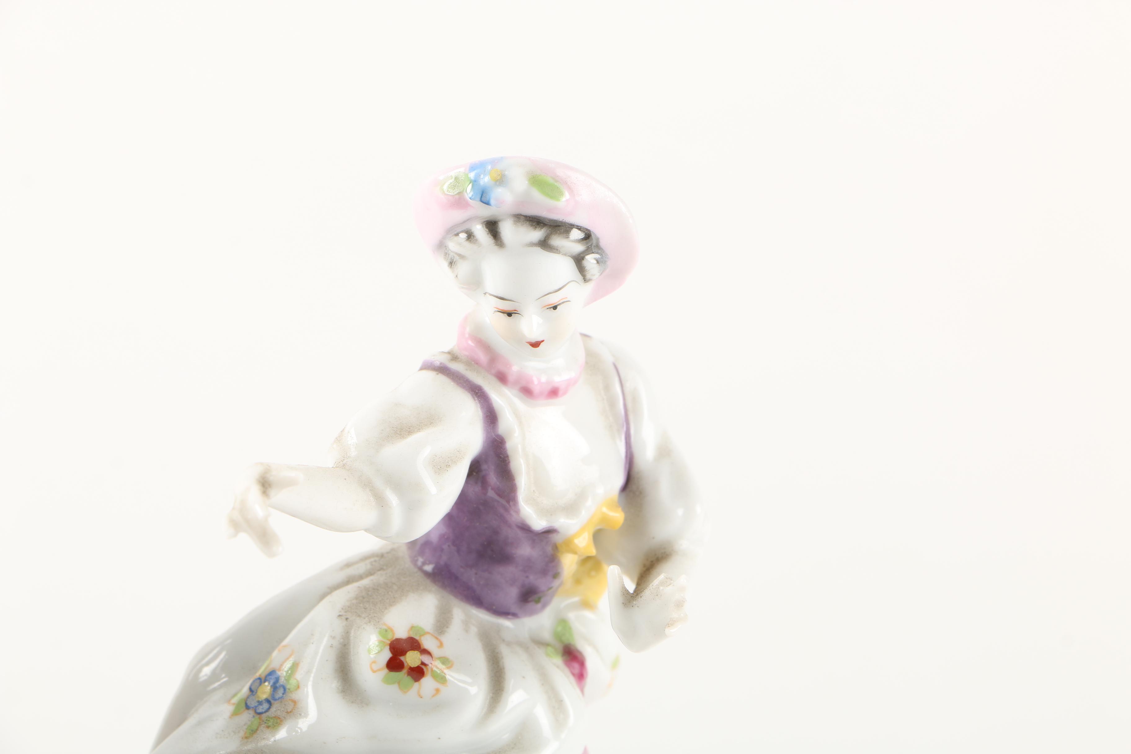 Vintage Colonial Inspired Ceramic Figurines Including Ucagco