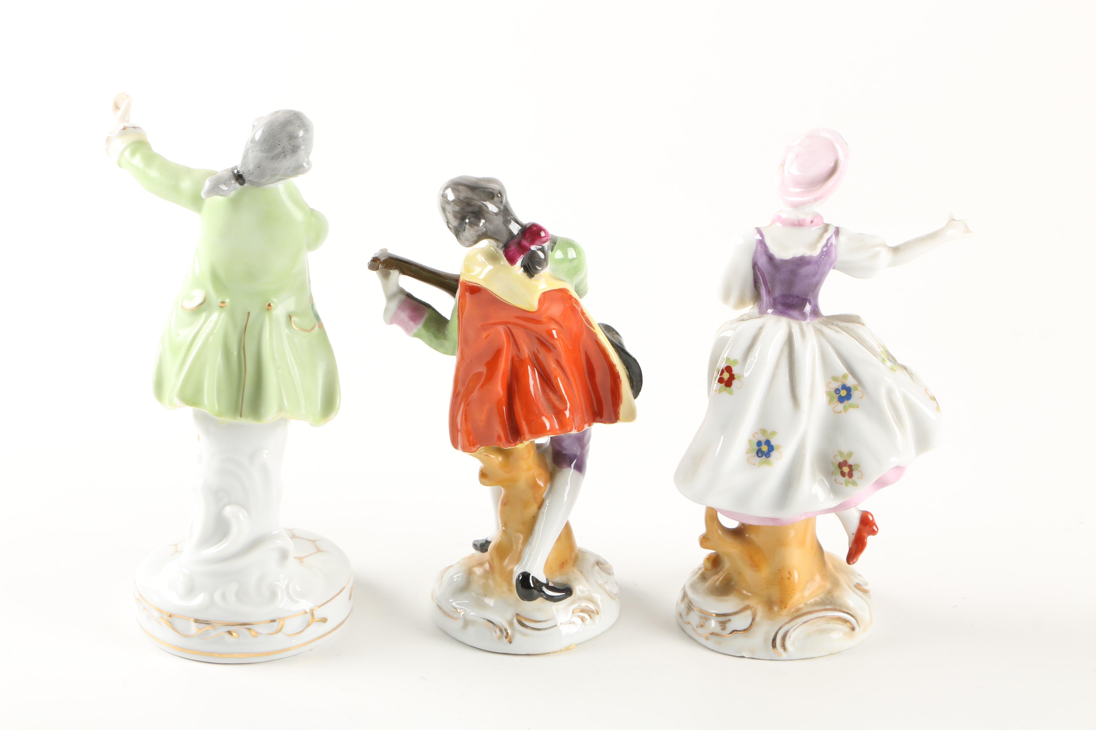 Vintage Colonial Inspired Ceramic Figurines Including Ucagco