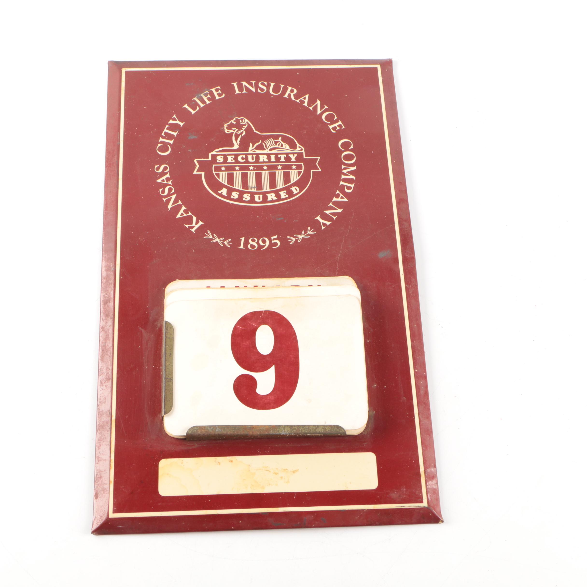 Vintage Insurance Company Metal Hanging Wall Calendars