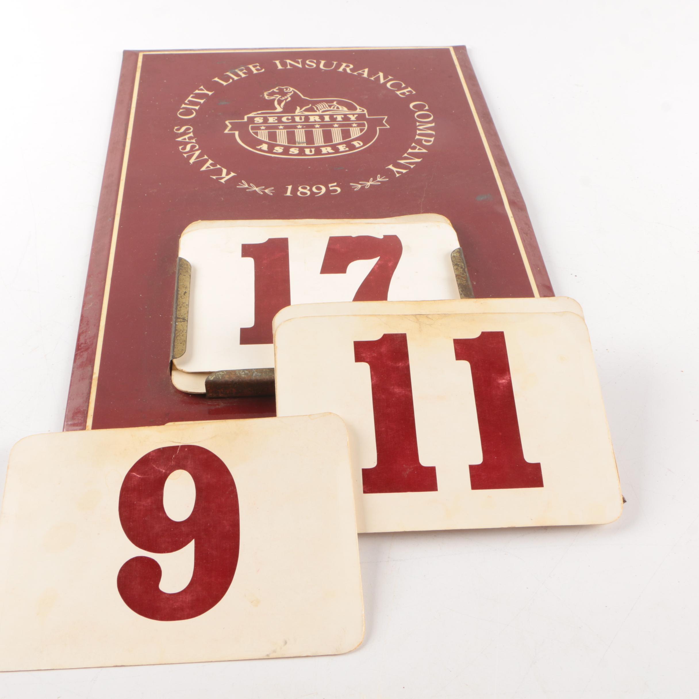 Vintage Insurance Company Metal Hanging Wall Calendars