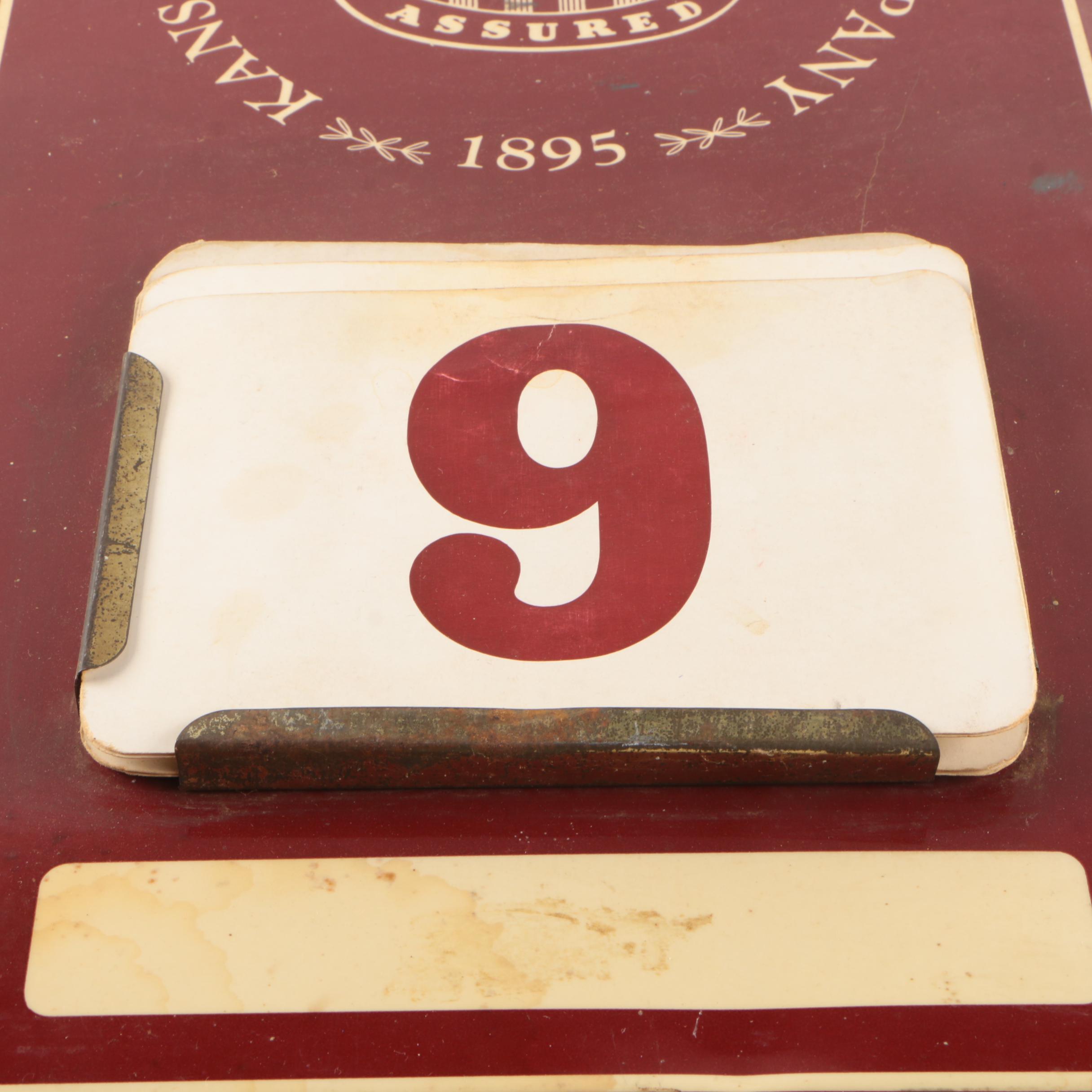 Vintage Insurance Company Metal Hanging Wall Calendars