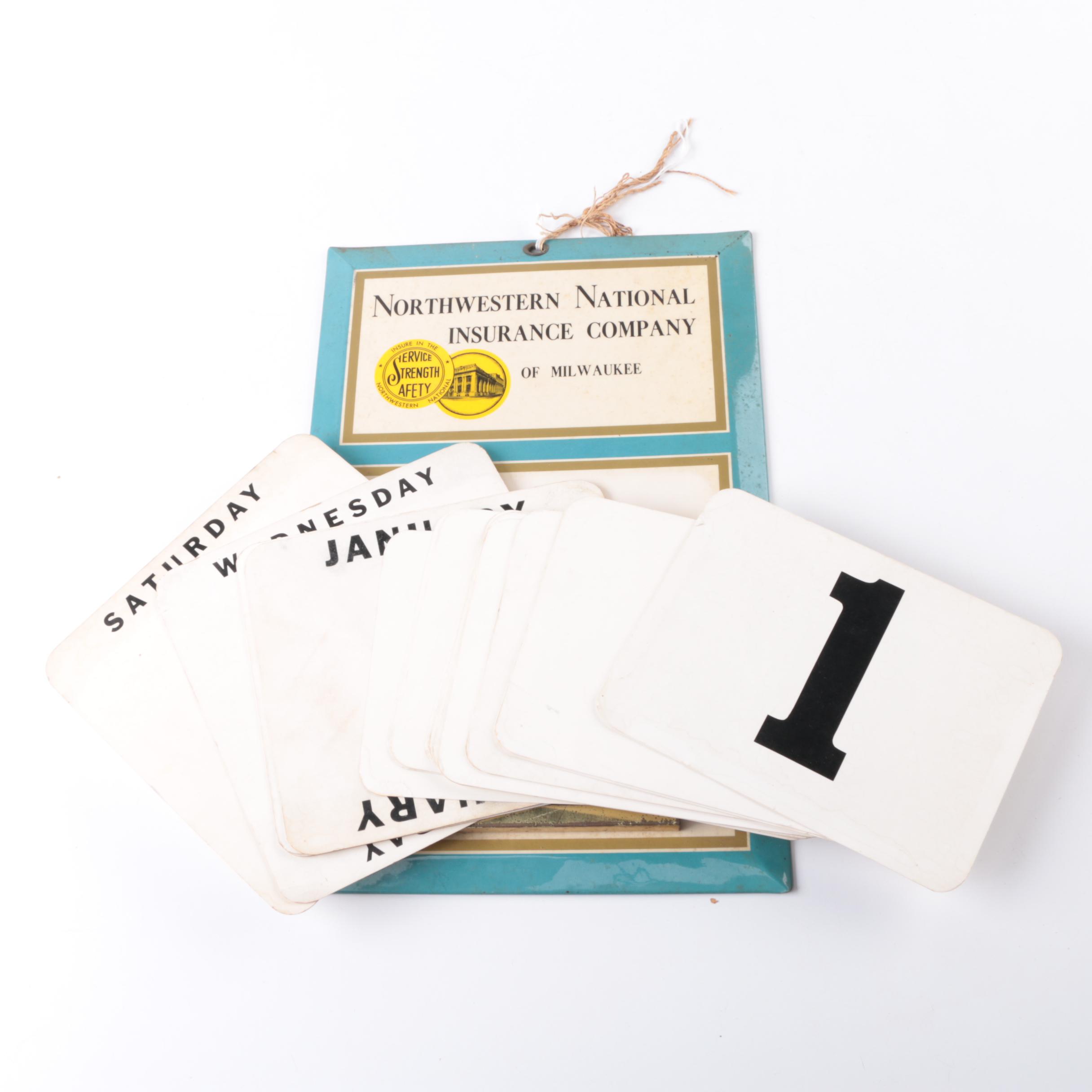 Vintage Insurance Company Metal Hanging Wall Calendars