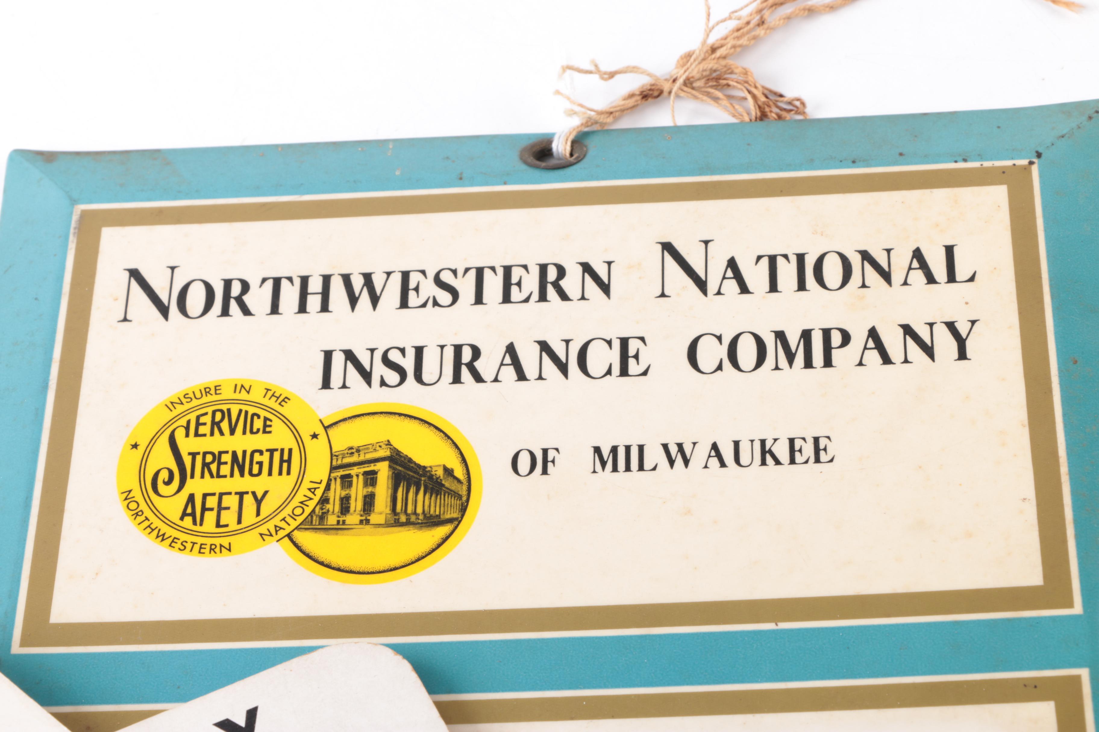 Vintage Insurance Company Metal Hanging Wall Calendars