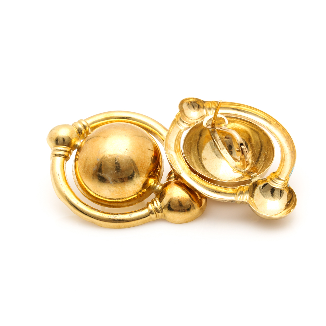 18K Yellow Gold Door Knocker Earrings