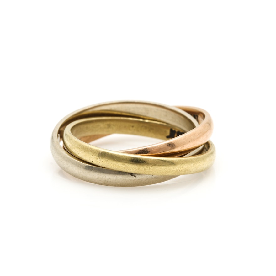 Cartier 18K Tri Gold Rolling Ring