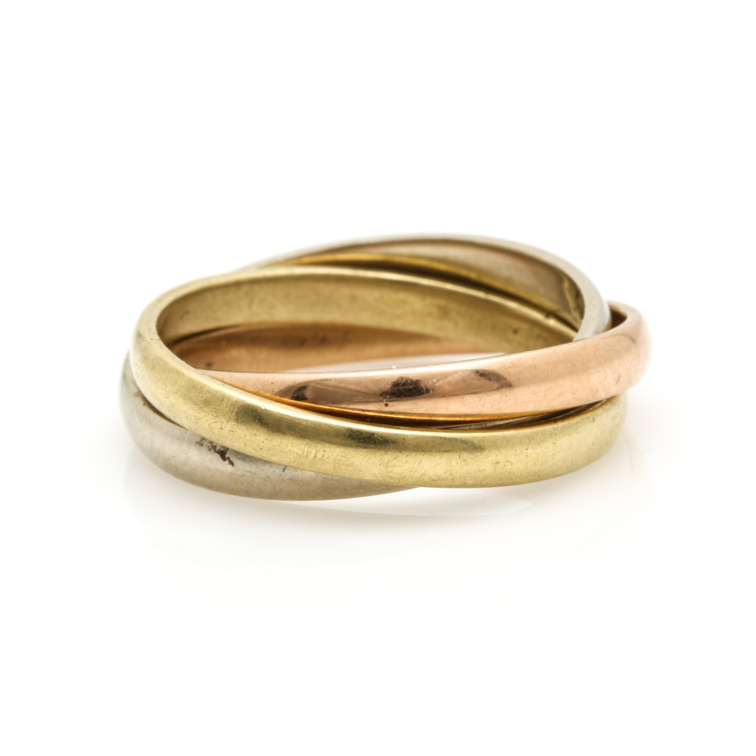 Cartier 18K Tri Gold Rolling Ring