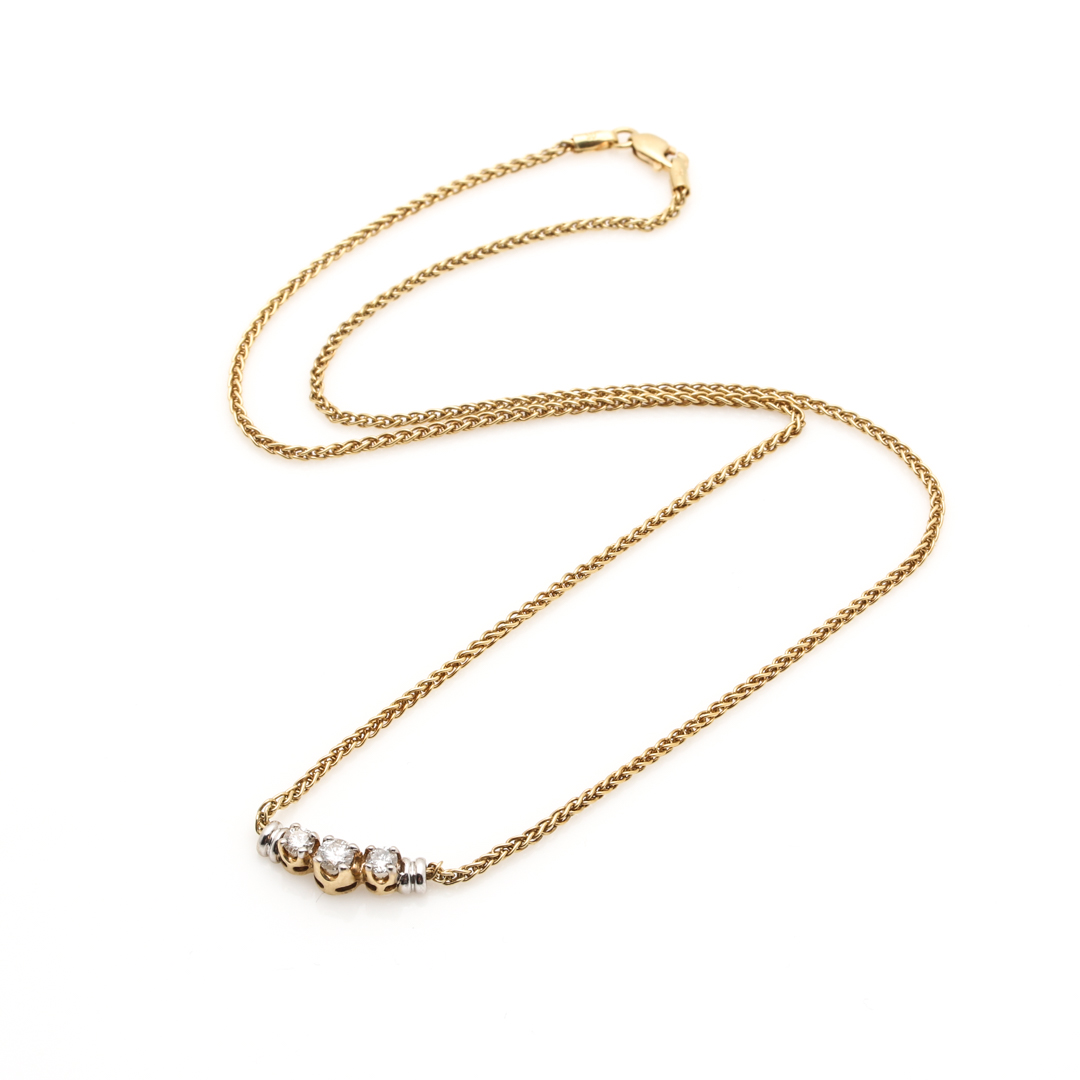 14K Yellow Gold Diamond Neckace