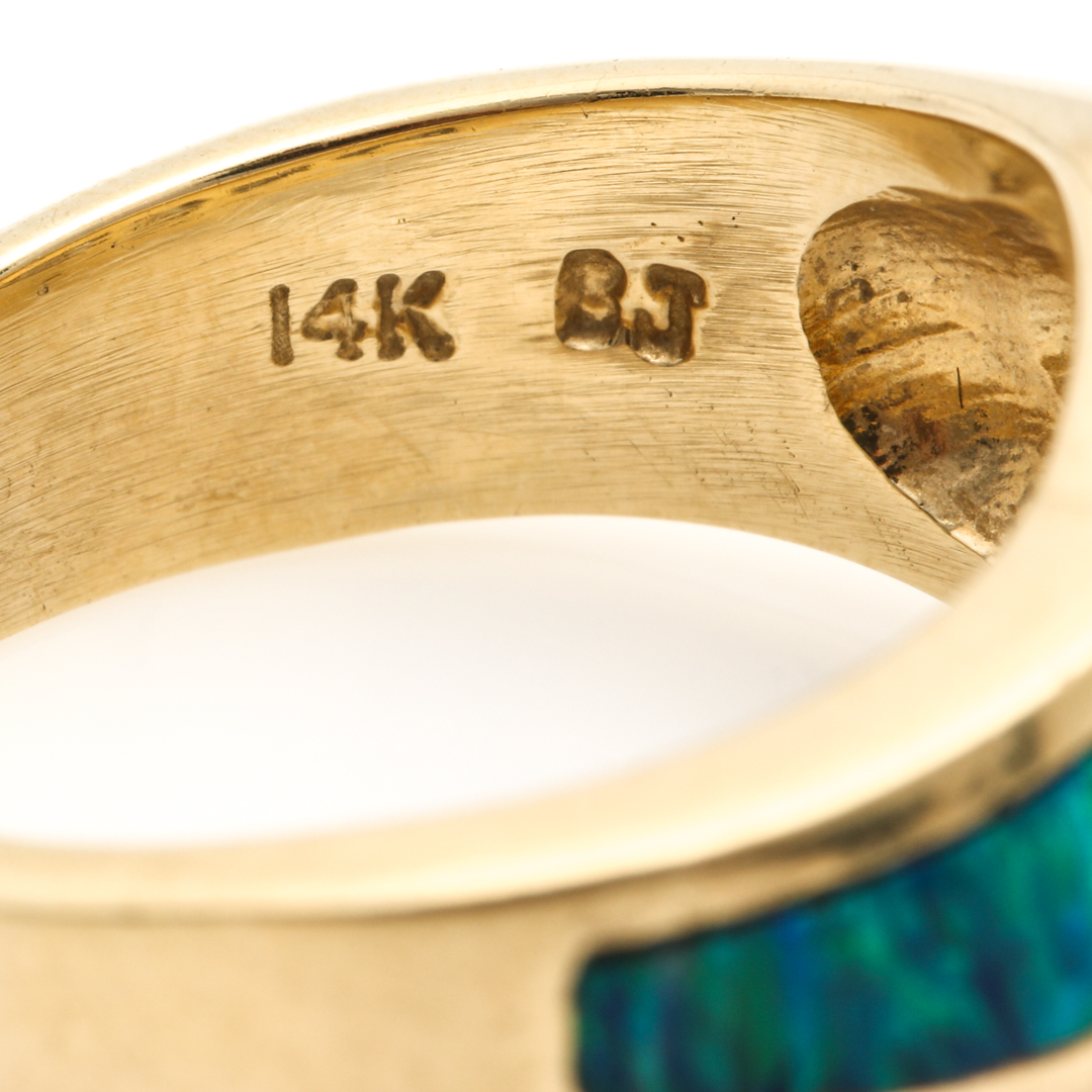 14K Yellow Gold Tanzanite, Black Opal and Diamond Ring