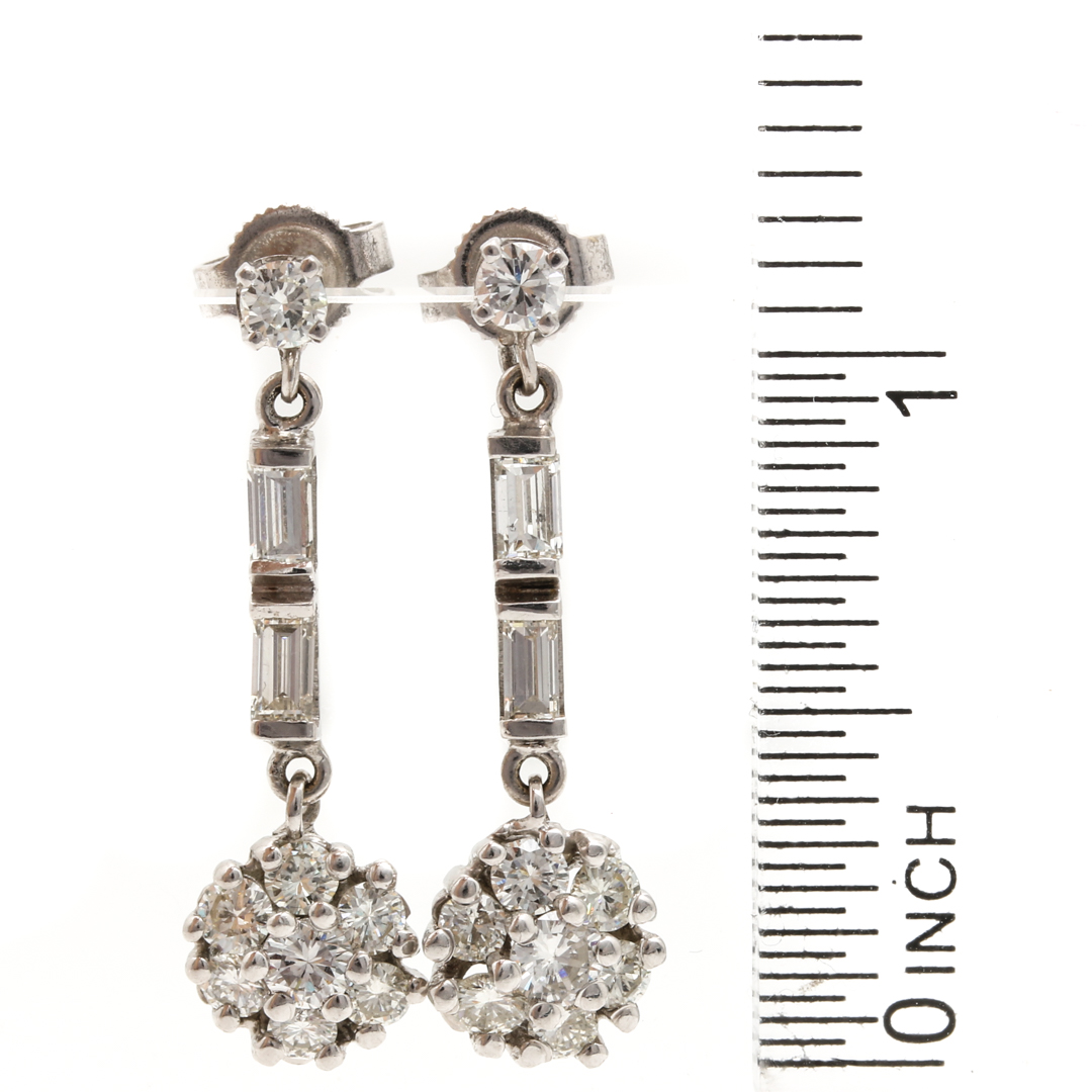 14K White Gold 2.06 CTW Diamond Dangle Earrings