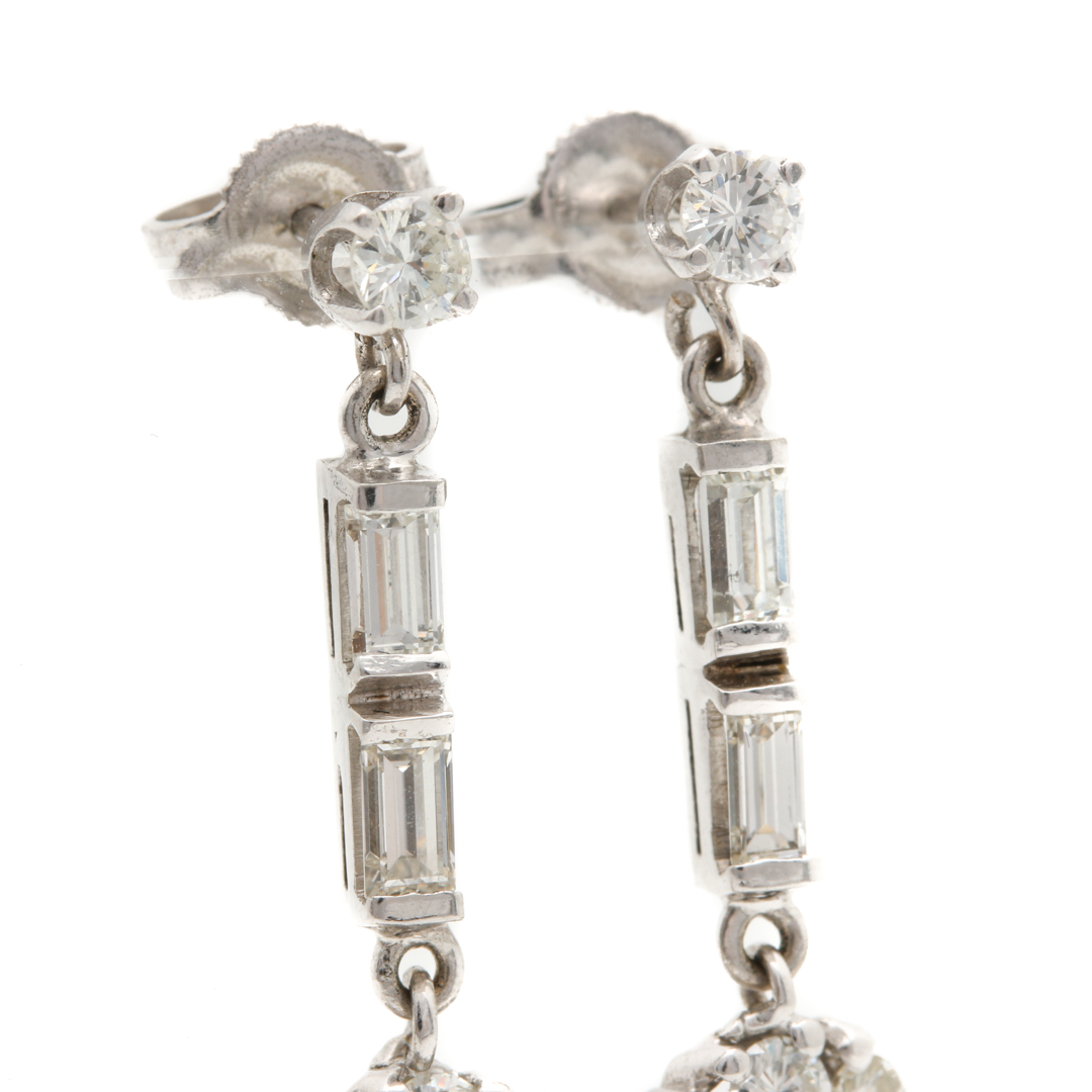 14K White Gold 2.06 CTW Diamond Dangle Earrings
