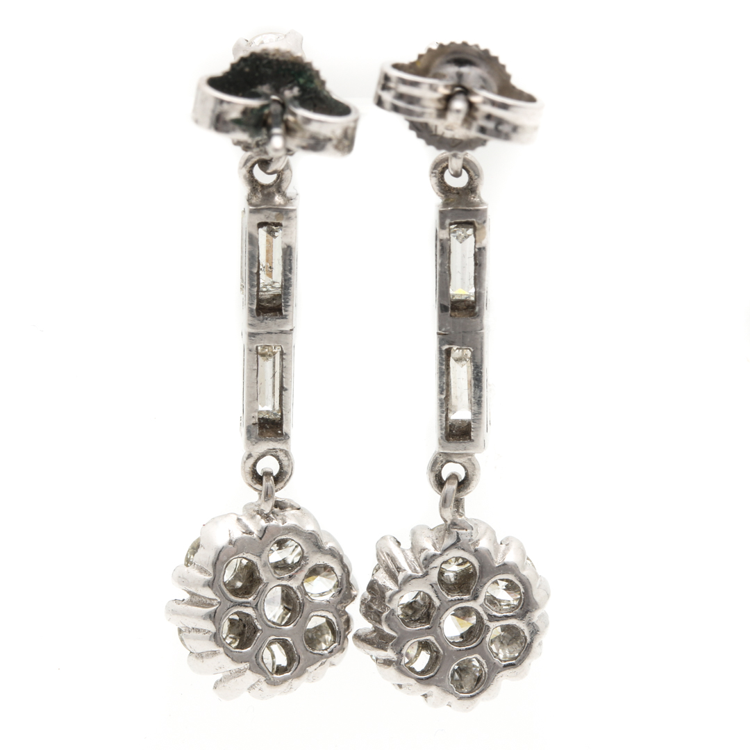 14K White Gold 2.06 CTW Diamond Dangle Earrings