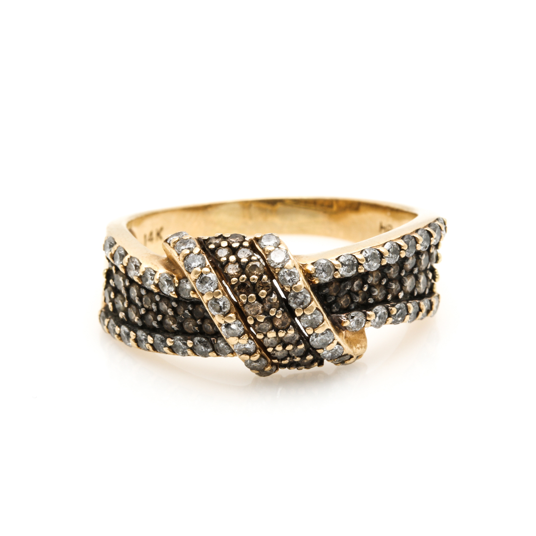 14K Yellow Gold 1.27 CTW Diamond Ribbon Ring