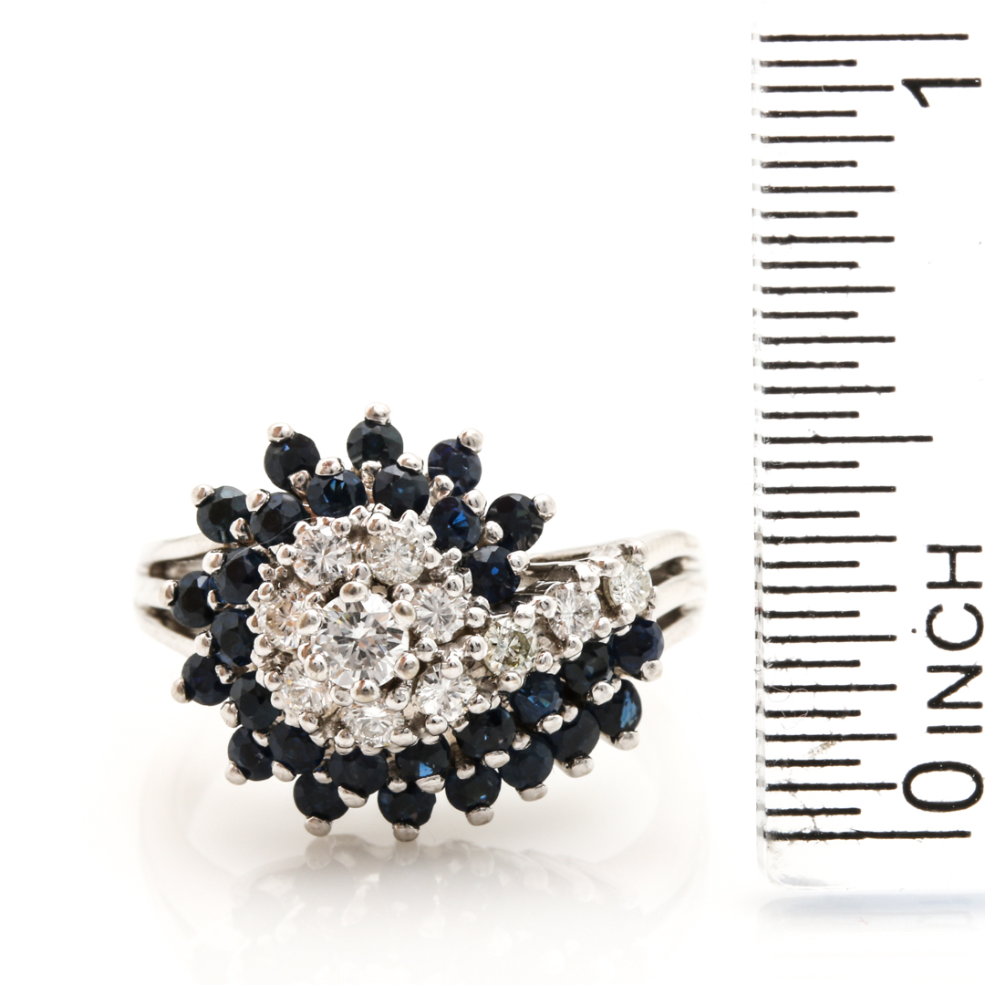 14K White Gold Sapphire and Diamond Ring
