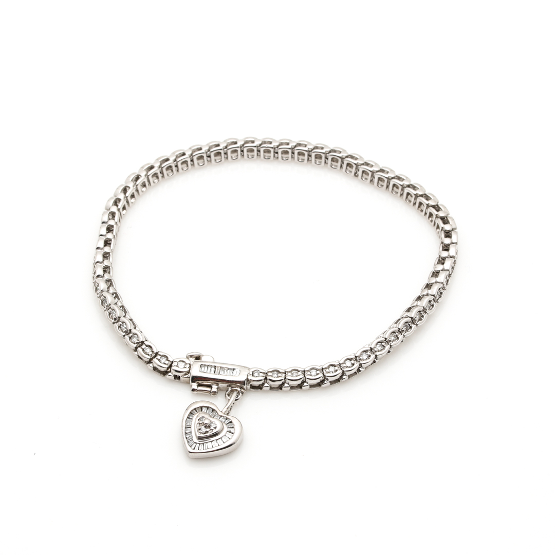 14K White Gold 1.15 CTW Diamond Tennis Bracelet