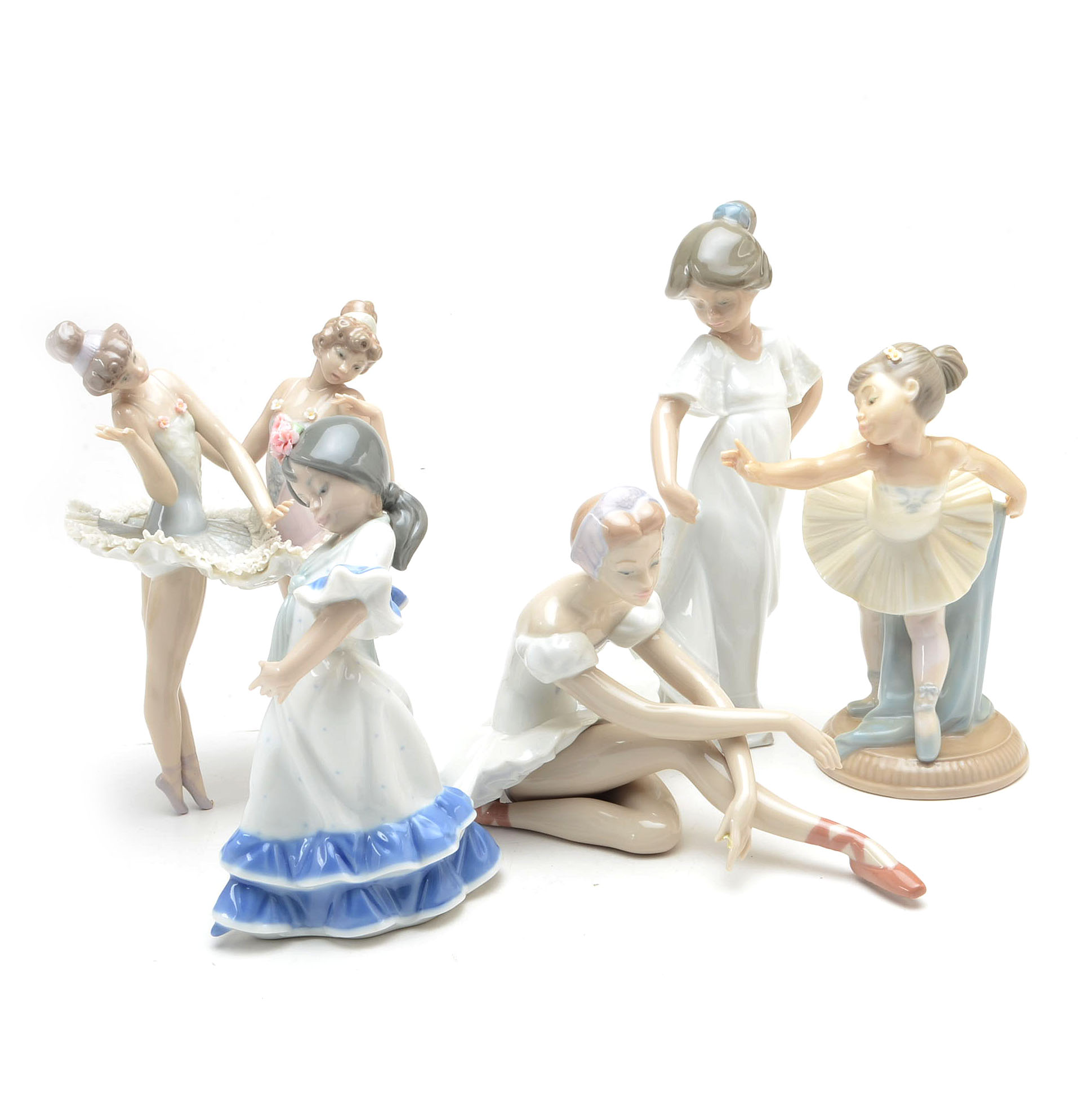 Collection of Five Lladro Dancer Figurines