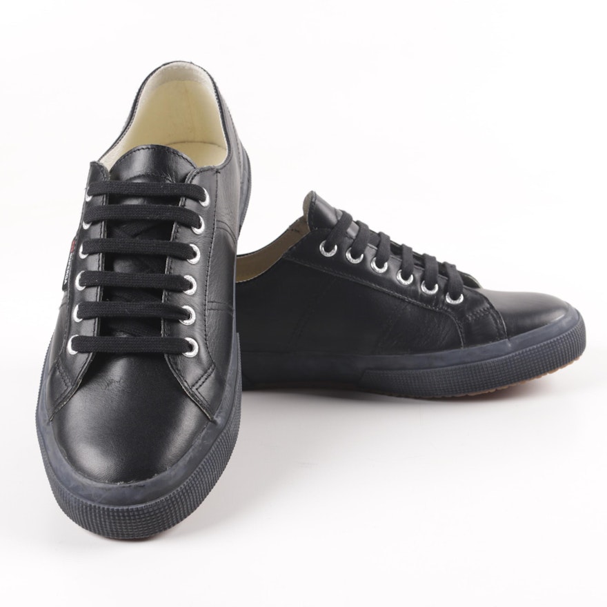 Men's Superga Black Leather Sneakers