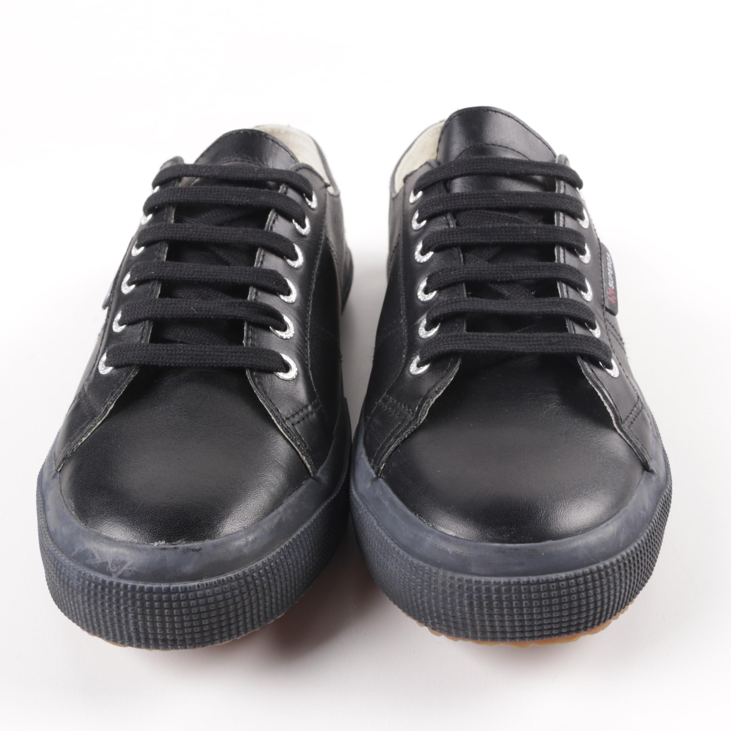 Men's Superga Black Leather Sneakers