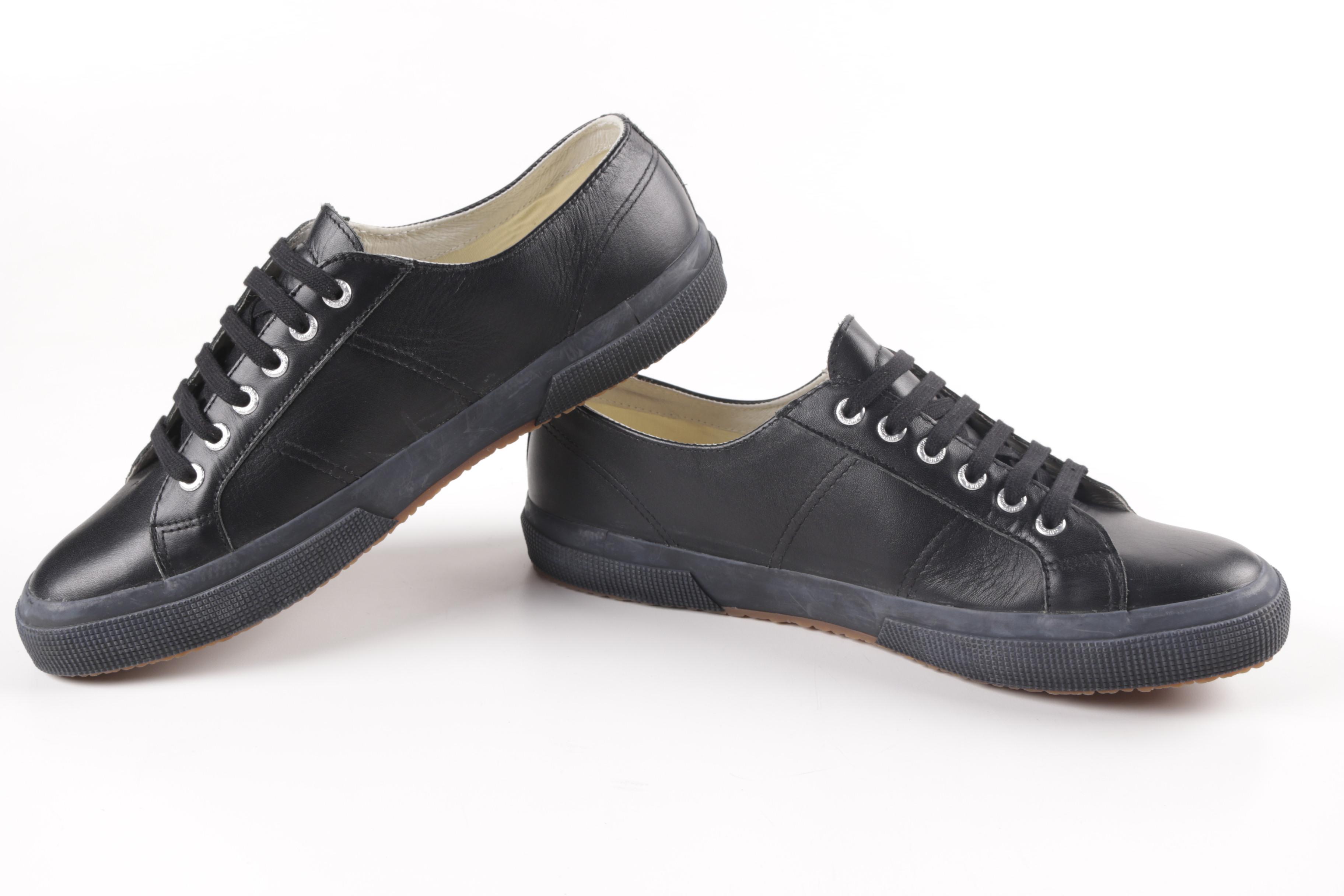 Men's Superga Black Leather Sneakers