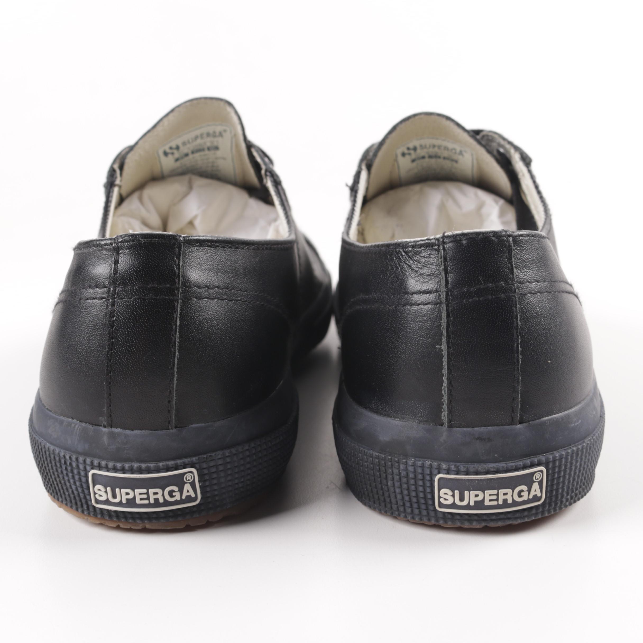 Men's Superga Black Leather Sneakers