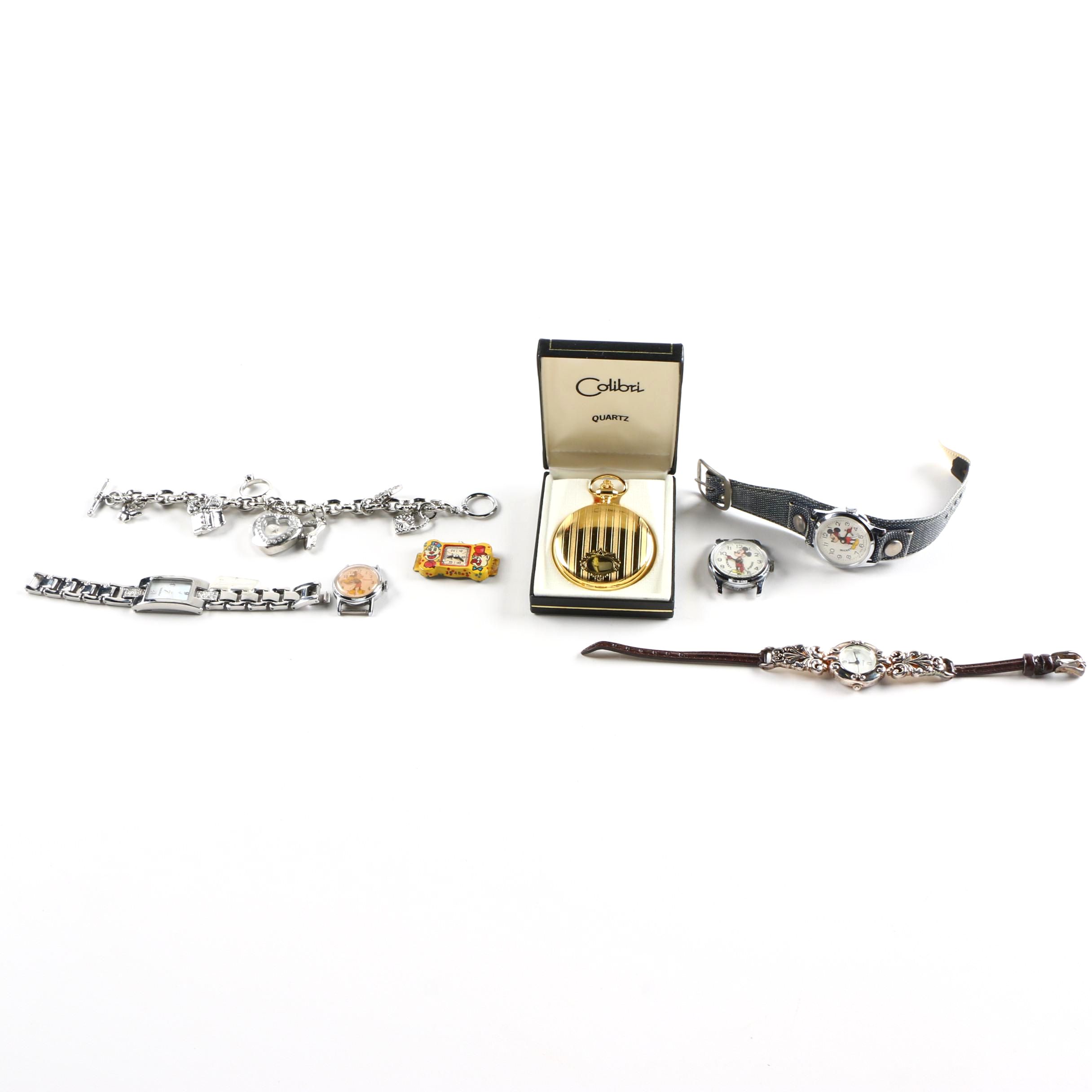 Assortment of Watches Including Fossil and Colibri