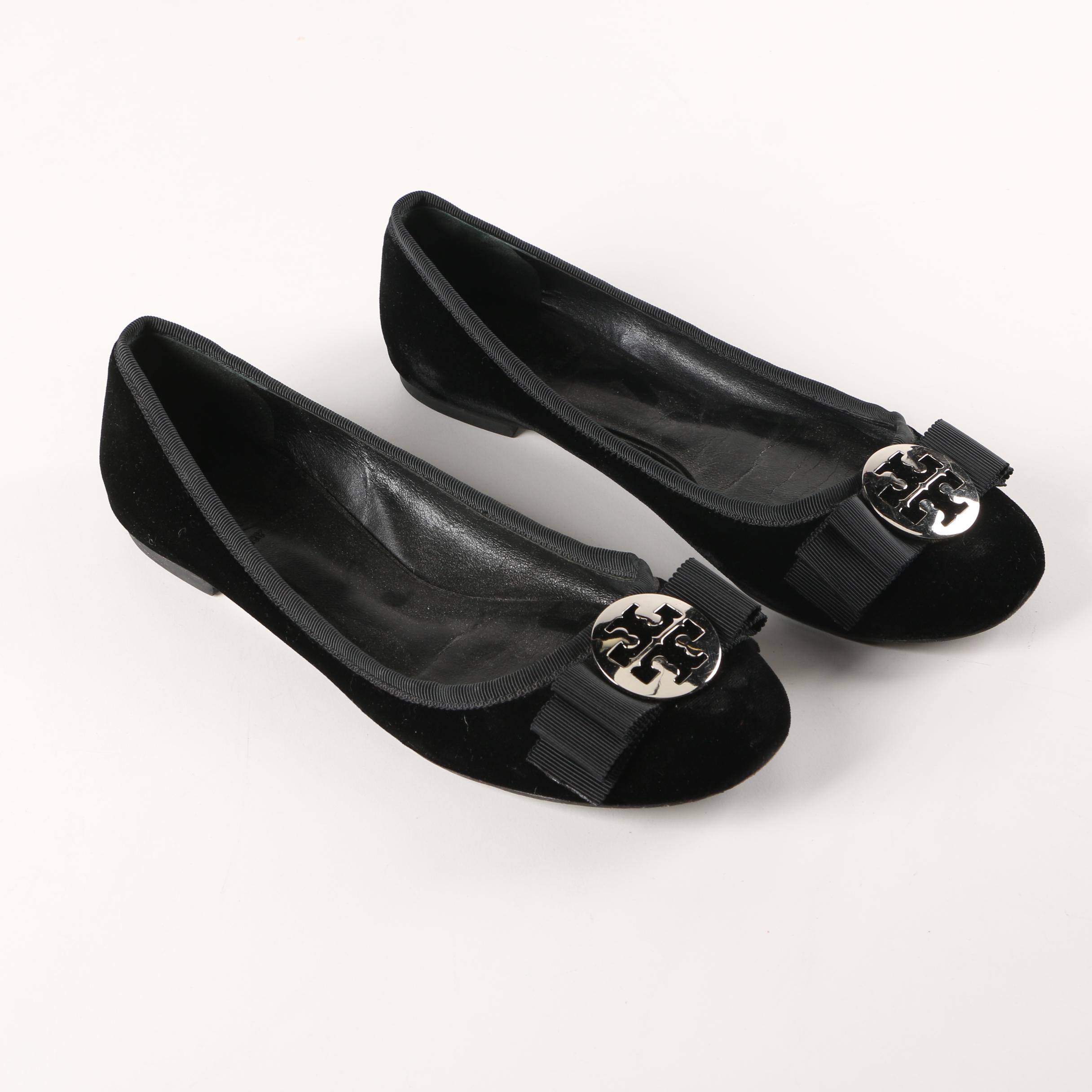 Tory Burch Jessica Black Velvet Flats