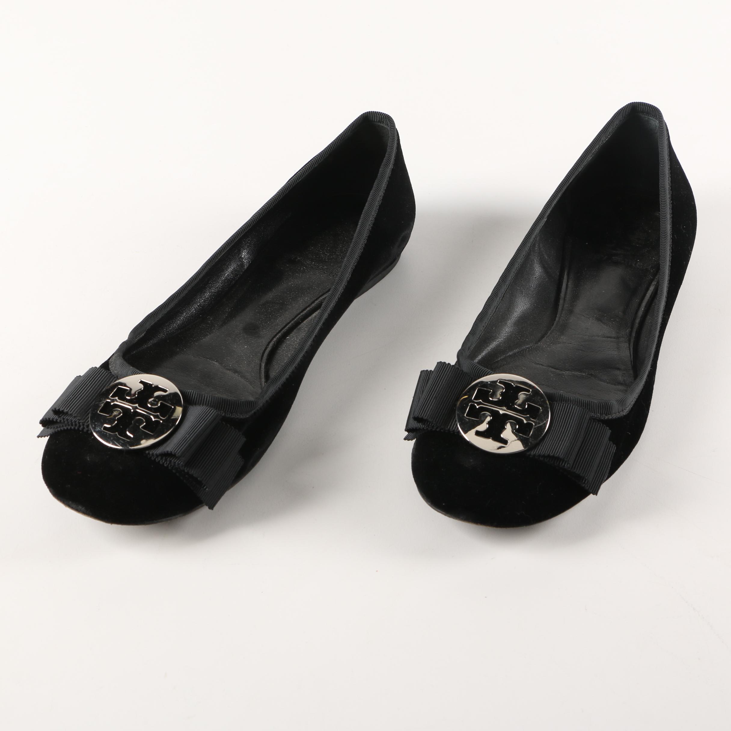 Tory Burch Jessica Black Velvet Flats