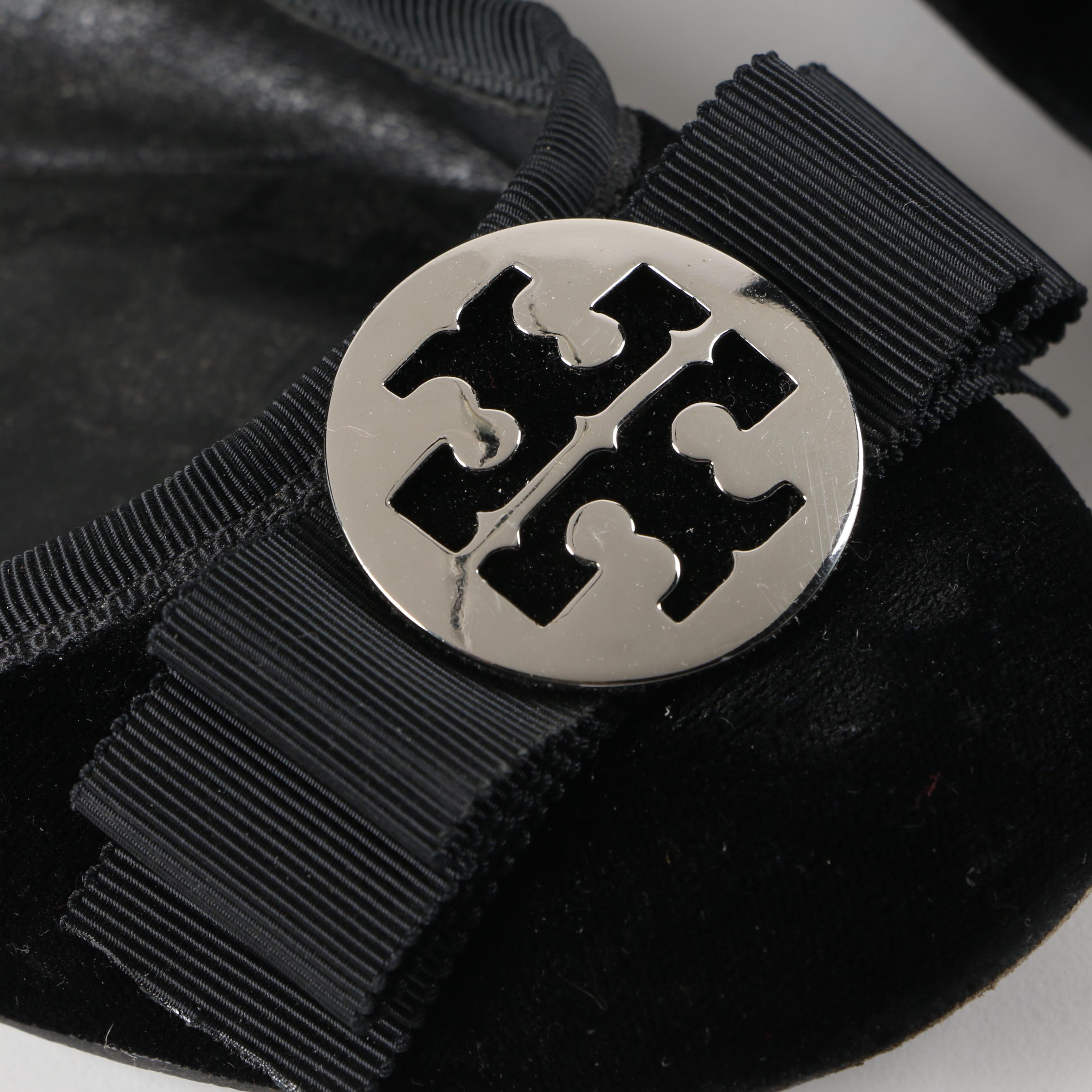 Tory Burch Jessica Black Velvet Flats